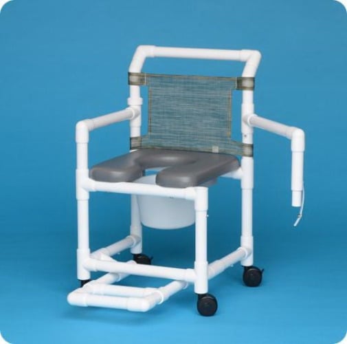 IPU - VL OF17 P FRLSA Commode / Shower Chair ipu® Fixed Arms PVC Frame Mesh Backrest 21-3/4 Inch Seat Width 300 lbs. Weight Capacity