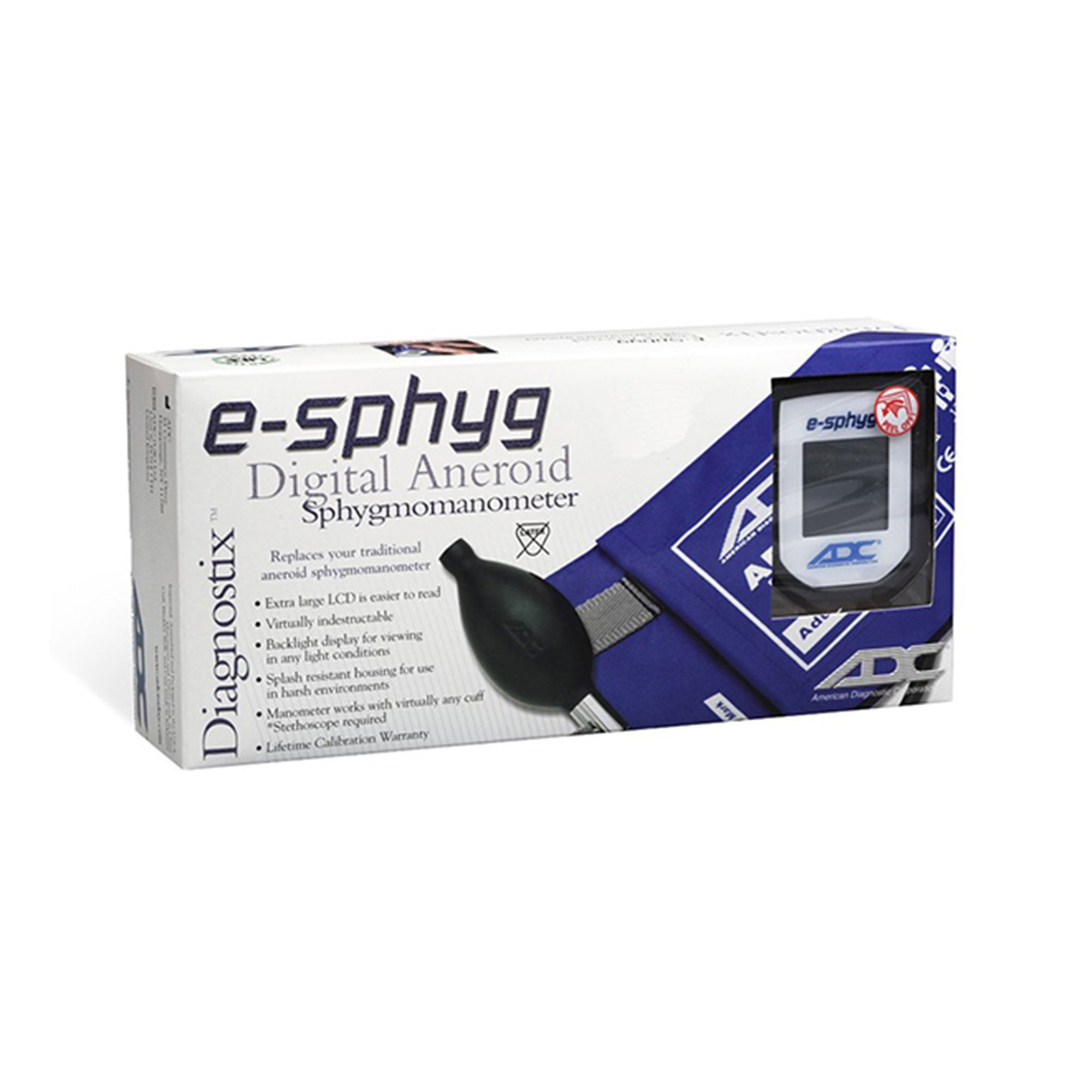 American Diagnostic Corp - 7002-10SARB Manual Digital Blood Pressure Monitor E-sphyg™ Small Adult Cuff Arm Nylon Cuff 19 - 27 cm Pocket Aneroid