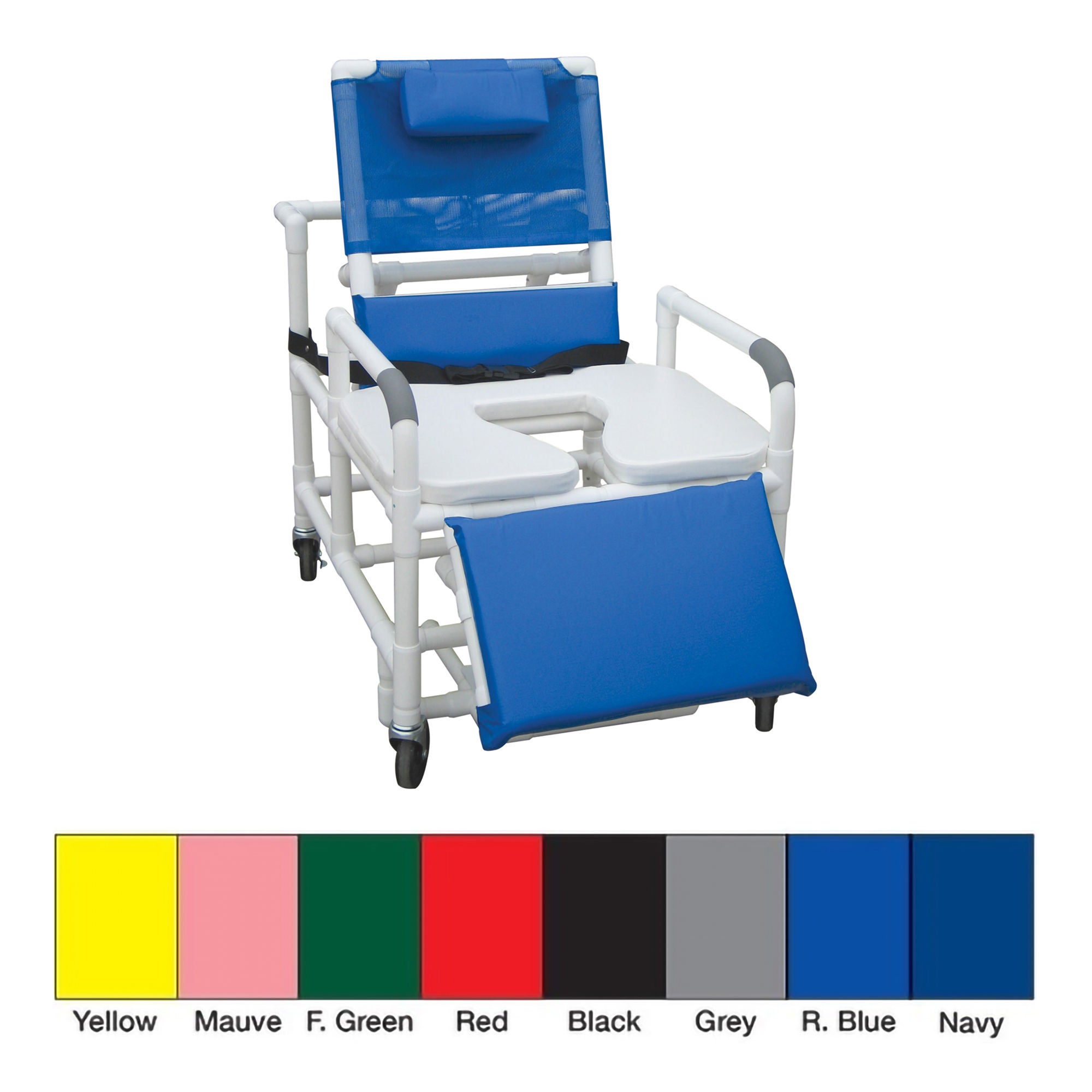 MJM International - 196-30-BAR-SSDE Shower Chair MJM International PVC Frame Reclining Backrest 700 lbs. Weight Capacity