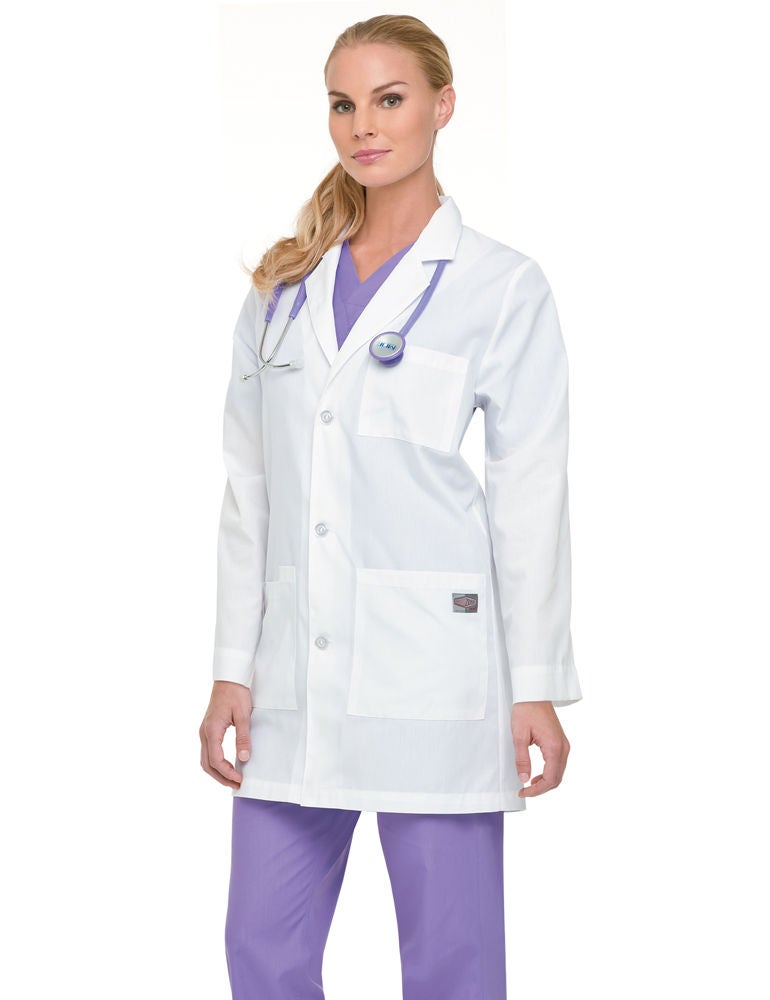 Landau Uniforms - 86002WHITESML Lab Coat White Small Mid Length 65% Polyester / 35% Cotton Reusable