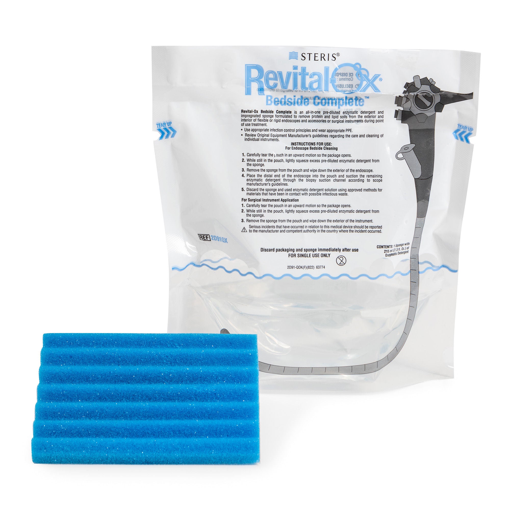Steris - 2D91QX Endoscope Sponge Kit with Pre-Diluted Enzymatic Detergent Revital-Ox® Bedside Complete™ Flat For Flexible and Rigid Instruments / Ready-to-Use