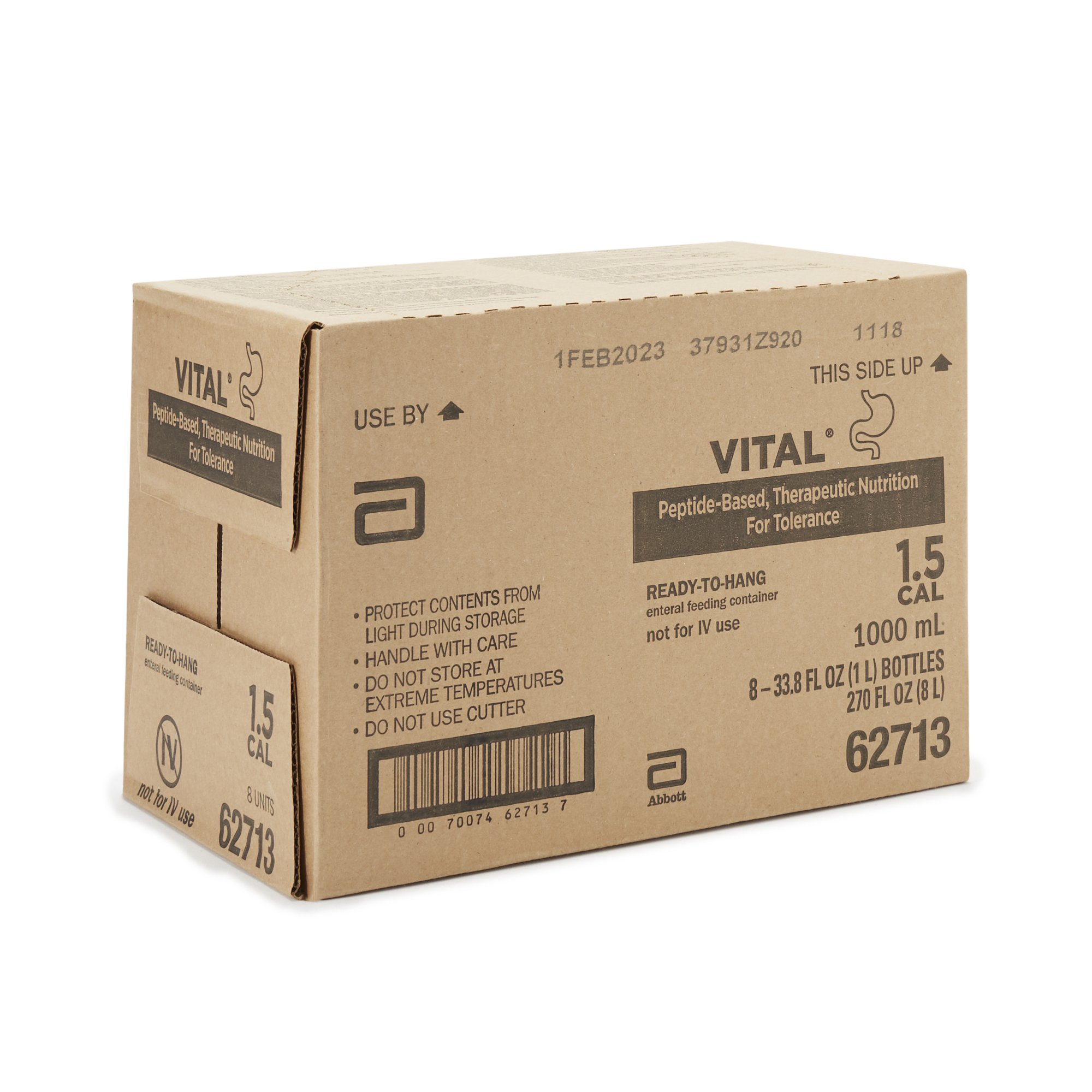 Abbott Nutrition 62713 - Vital® 1.5 Cal Vanilla Peptide-Based Nutrition for Ages 14+, 1 liter container - 1/Each, 8/Case