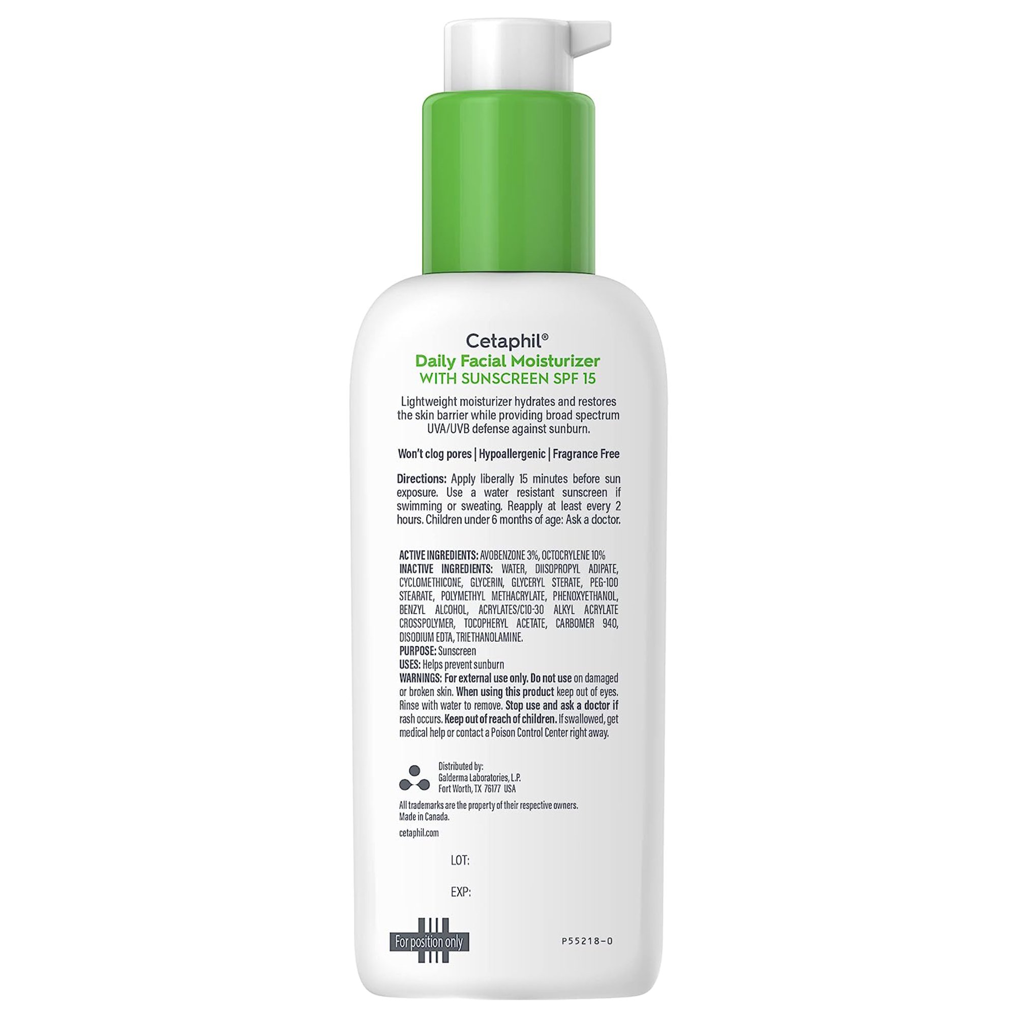 Galderma Laboratories 00299392804 - Cetaphil® Daily Facial Moisturizer SPF 15, 4-ounce Pump Bottle - 1/Each