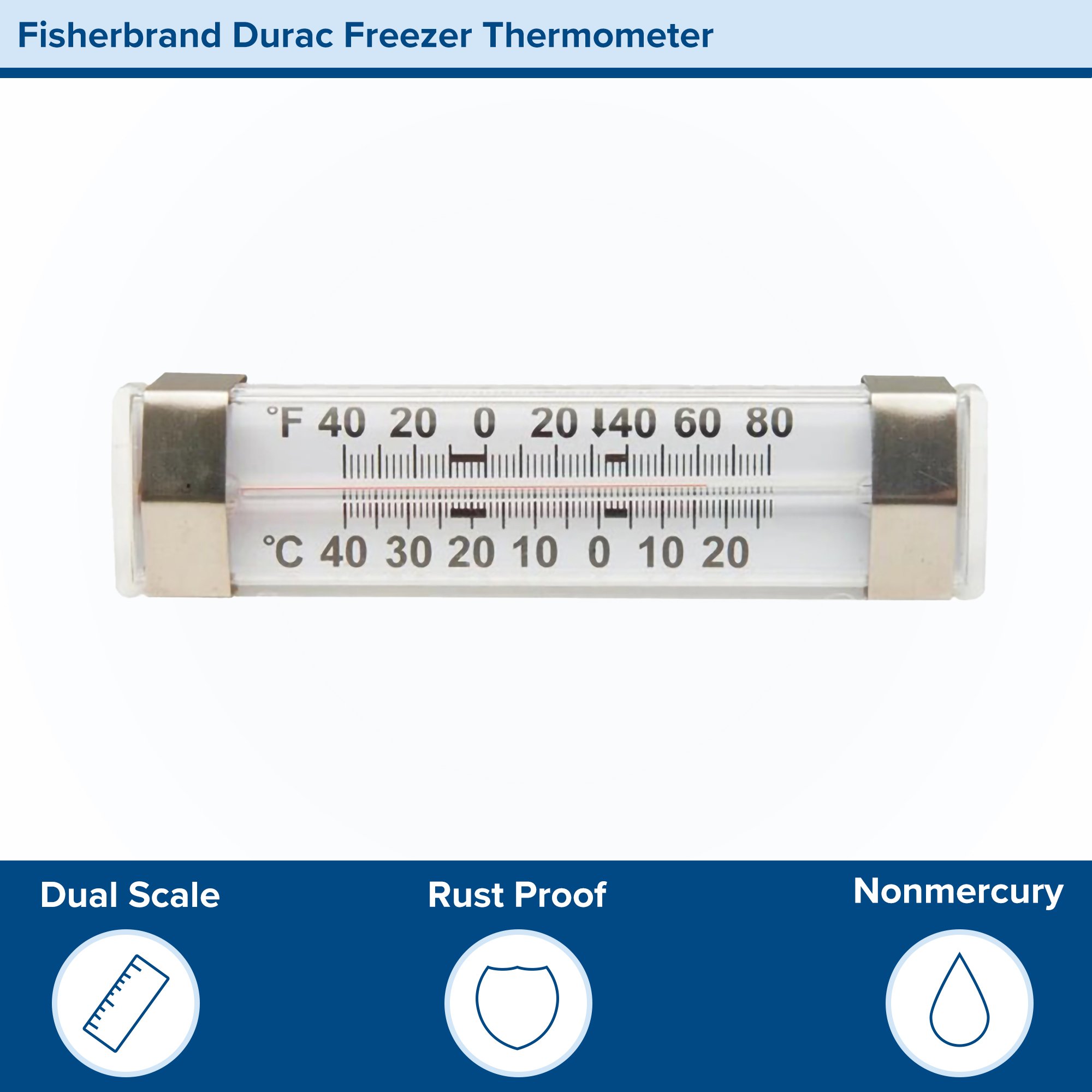 PANTek Technologies LLC 13201966 - Fisherbrand™ Dual-Scale Refrigerator / Freezer Thermometer, -40° to +80° F - 1/Each
