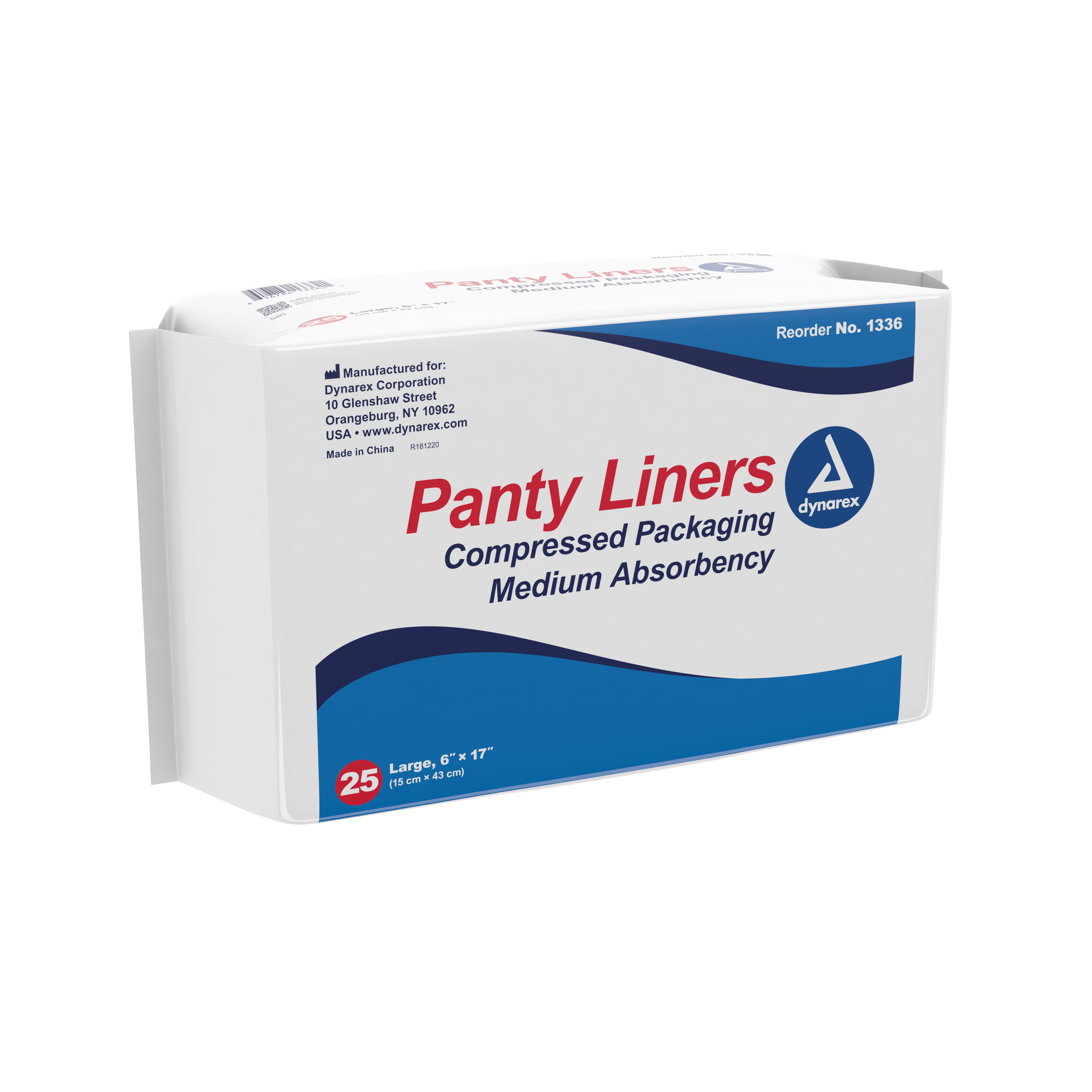 Dynarex 1336 - Dynarex® Medium Absorbency Bladder Control Pad, 6 x 17 Inch - 25/Box, 250/Case