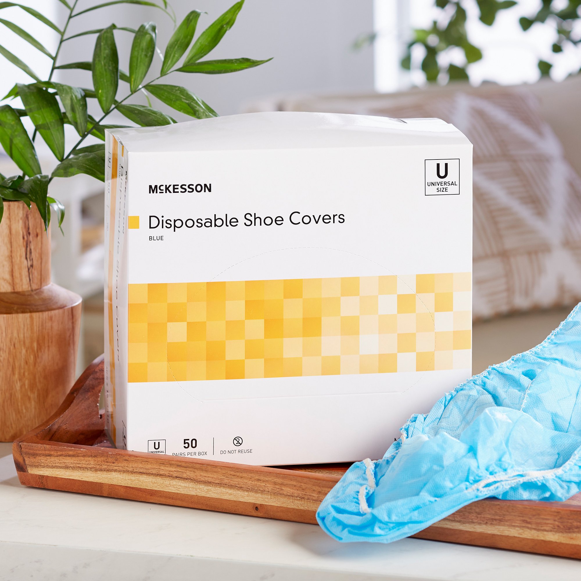 McKesson Brand 16-3510 - McKesson Shoe Cover, One Size Fits Most Shoe, High, Nonskid Sole, Blue - 50/Box, 150/Case
