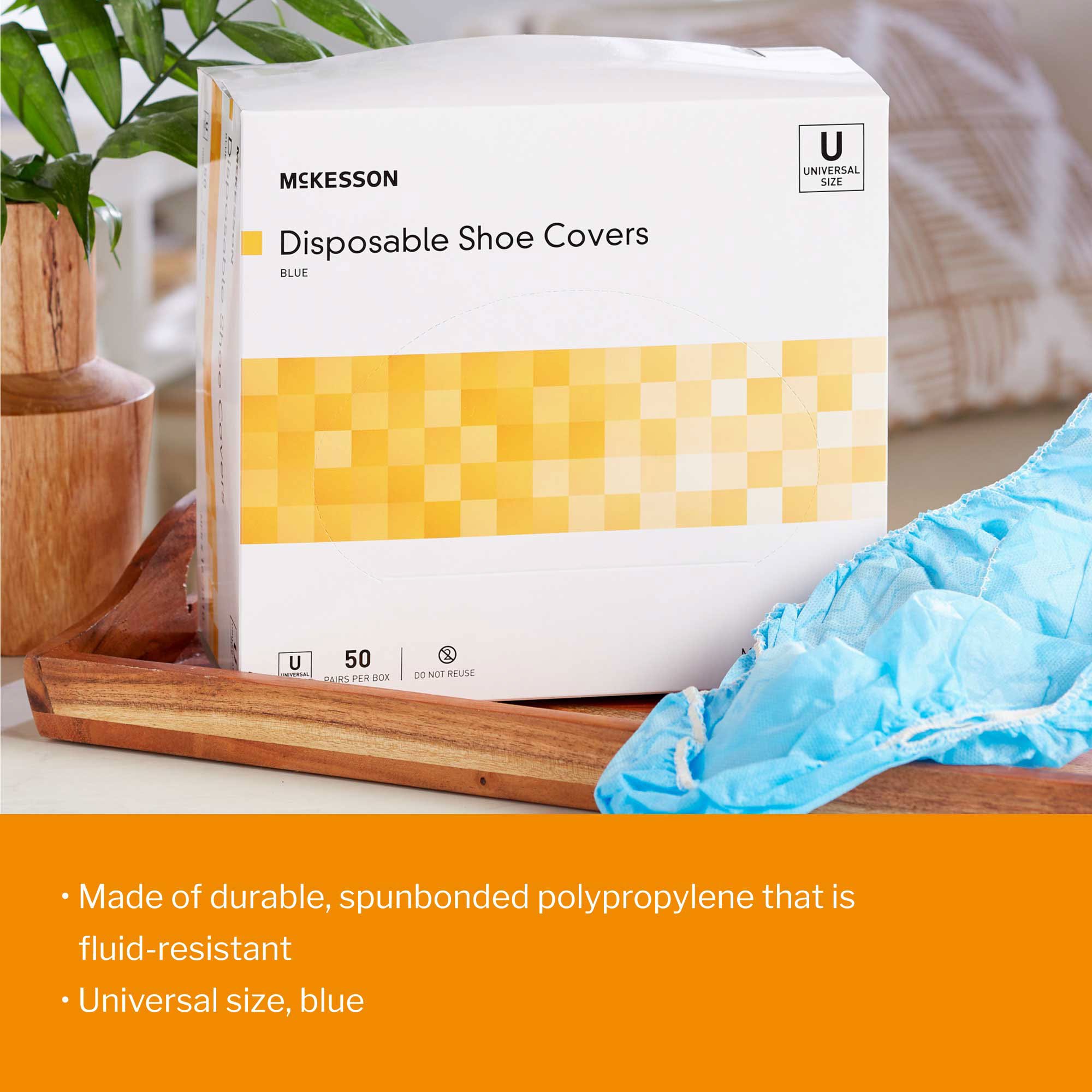 McKesson Brand 16-3510 - McKesson Shoe Cover, One Size Fits Most Shoe, High, Nonskid Sole, Blue - 50/Box, 150/Case