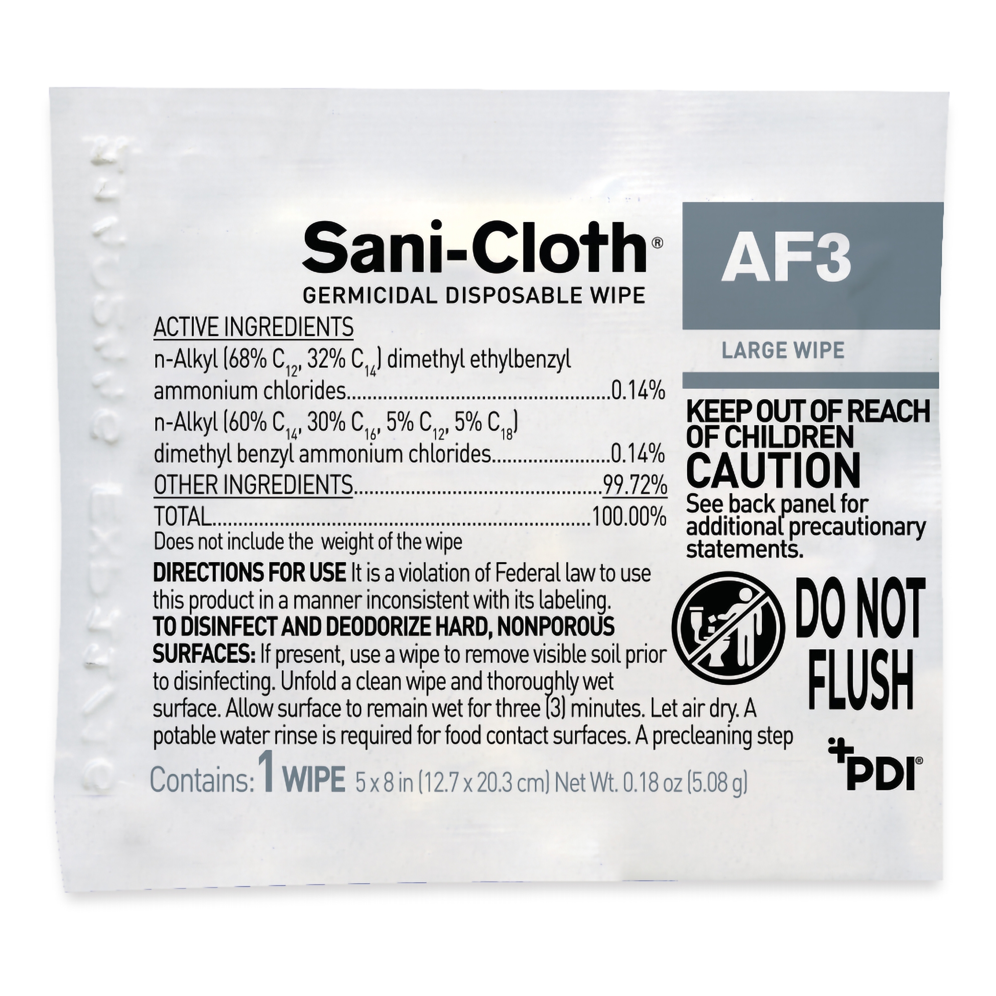 Professional Disposables H59200 - Sani-Cloth® AF3 Germicidal Large Disinfectant Wipes, Individual Packet, 50 ct. - 1/Each, 50/Box, 500/Case