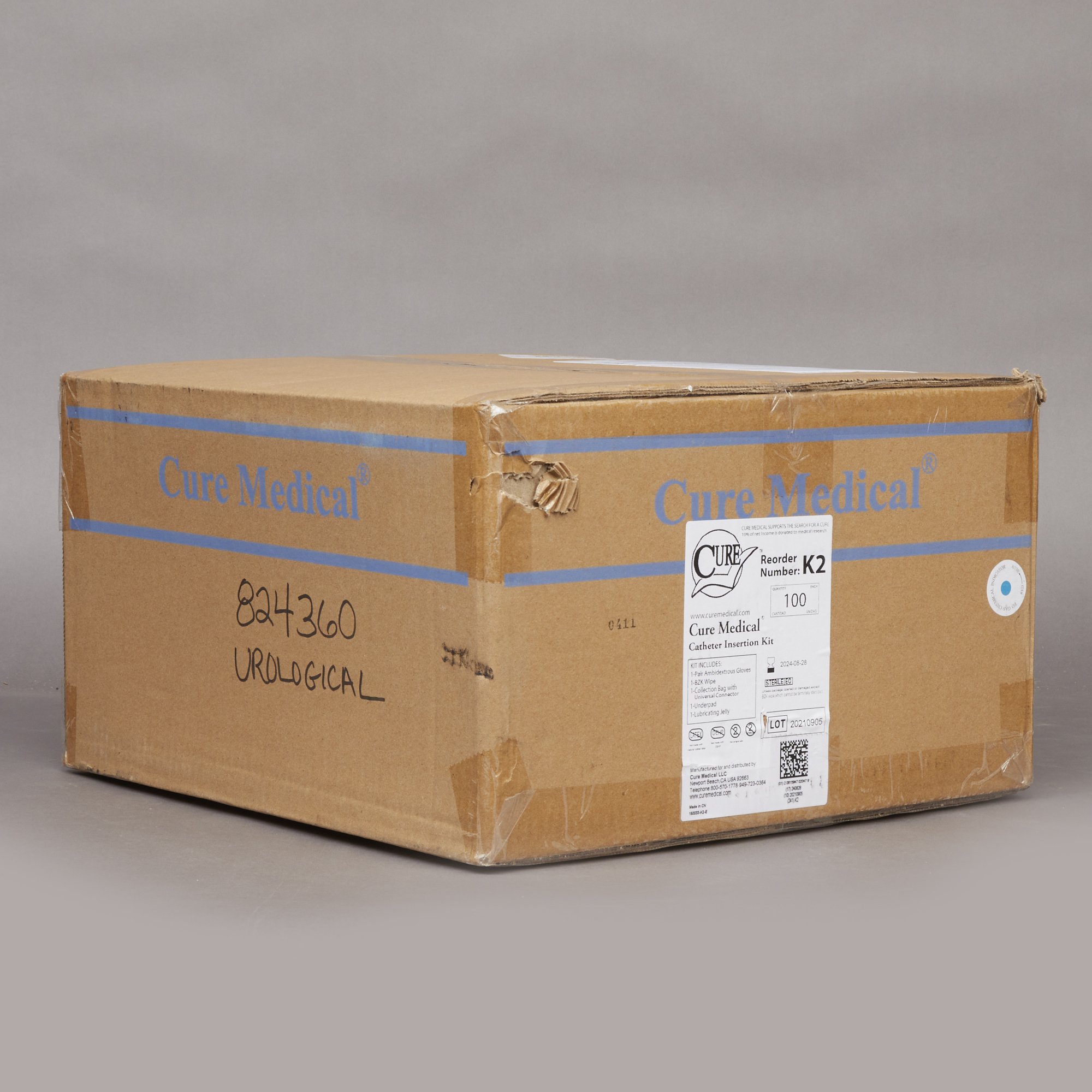 ConvaTec - K2-100 Cure Medical® Catheter Insertion Kit With Collection Bag