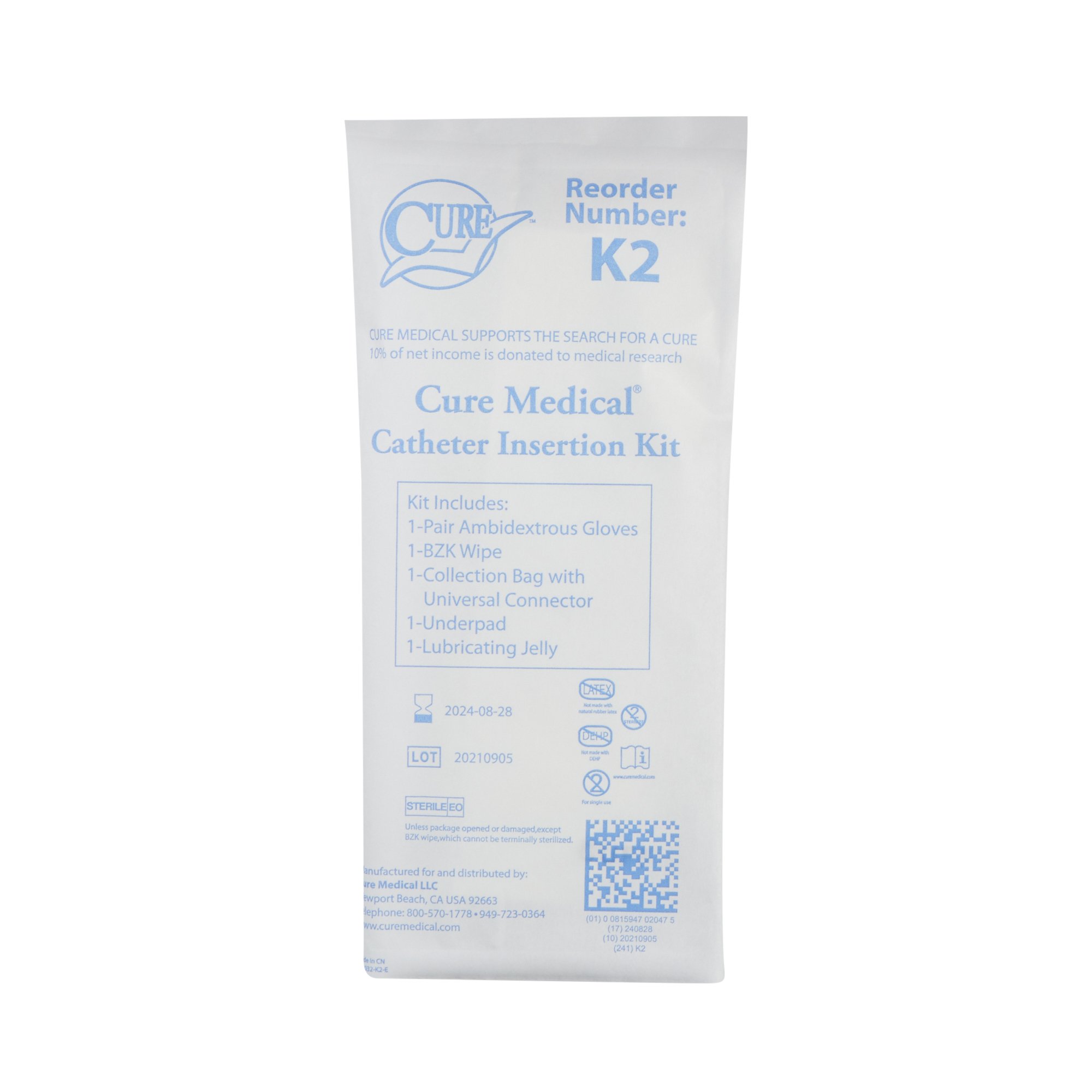 ConvaTec - K2-100 Cure Medical® Catheter Insertion Kit With Collection Bag