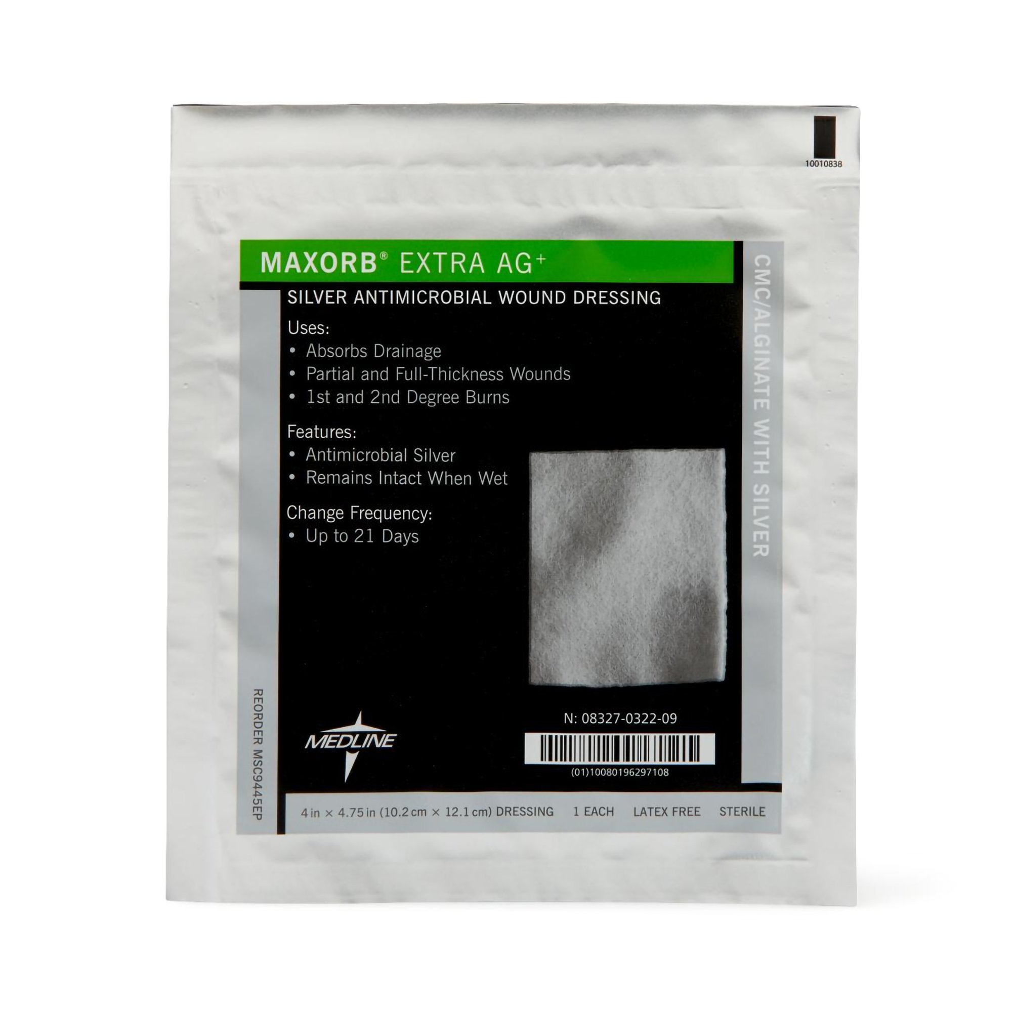 Medline - MSC9445EP Maxorb® Extra Ag+ Calcium Alginate Dressing with Silver