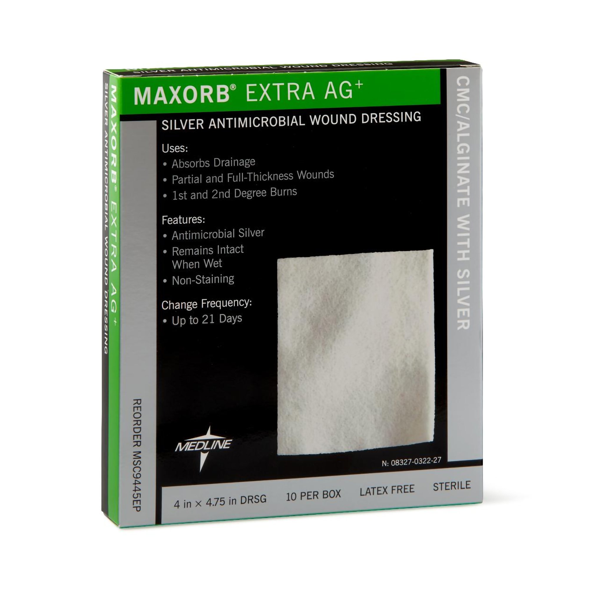 Medline - MSC9445EP Maxorb® Extra Ag+ Calcium Alginate Dressing with Silver