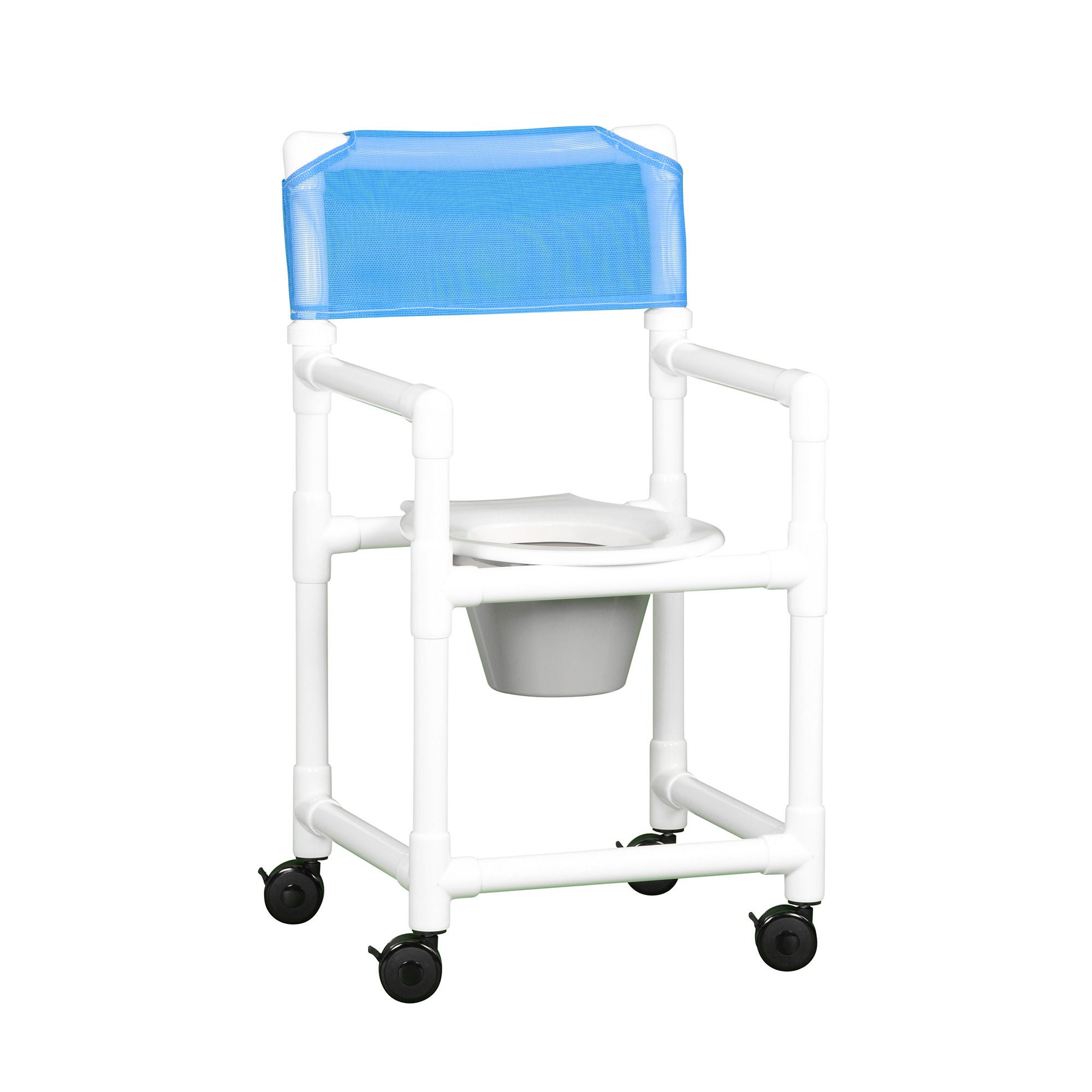IPU - VL SC20 P MESH Commode / Shower Chair Standard Fixed Arms PVC Frame Mesh Backrest 20-1/2 Inch Seat Width 300 lbs. Weight Capacity