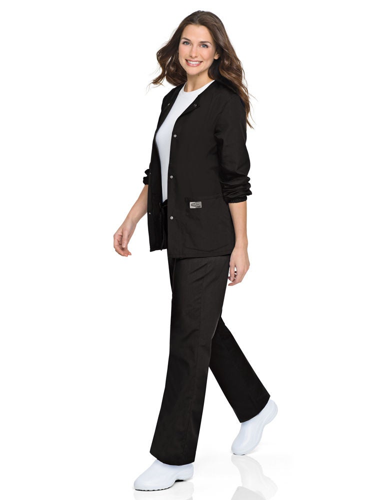 Landau Uniforms - 75221BLACKLGE Warm-Up Jacket Black Large Hip Length 65% Polyester / 35% Cotton Reusable
