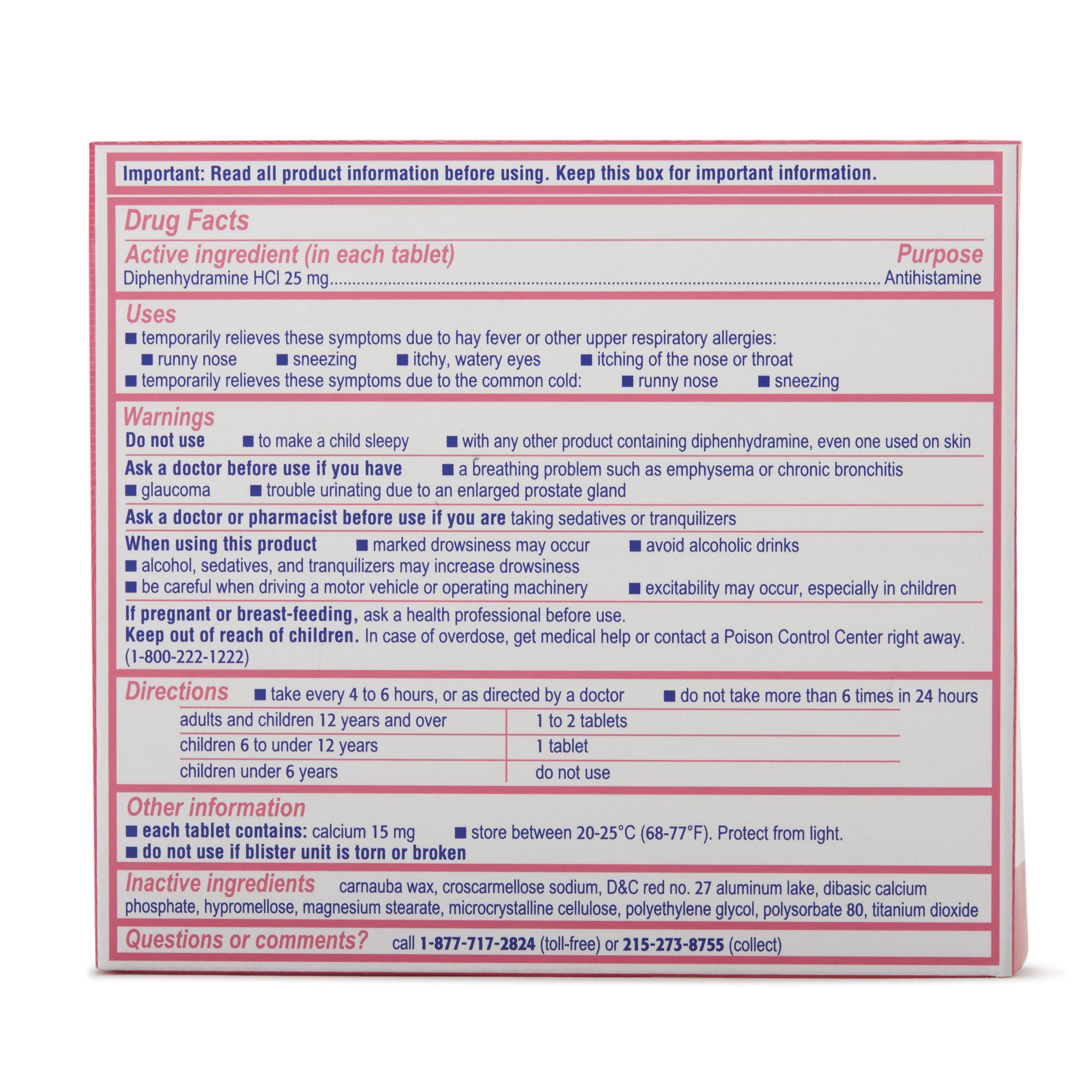 J & J Sales 50580022651 - Benadryl® Diphenhydramine Allergy Relief - 24/Carton