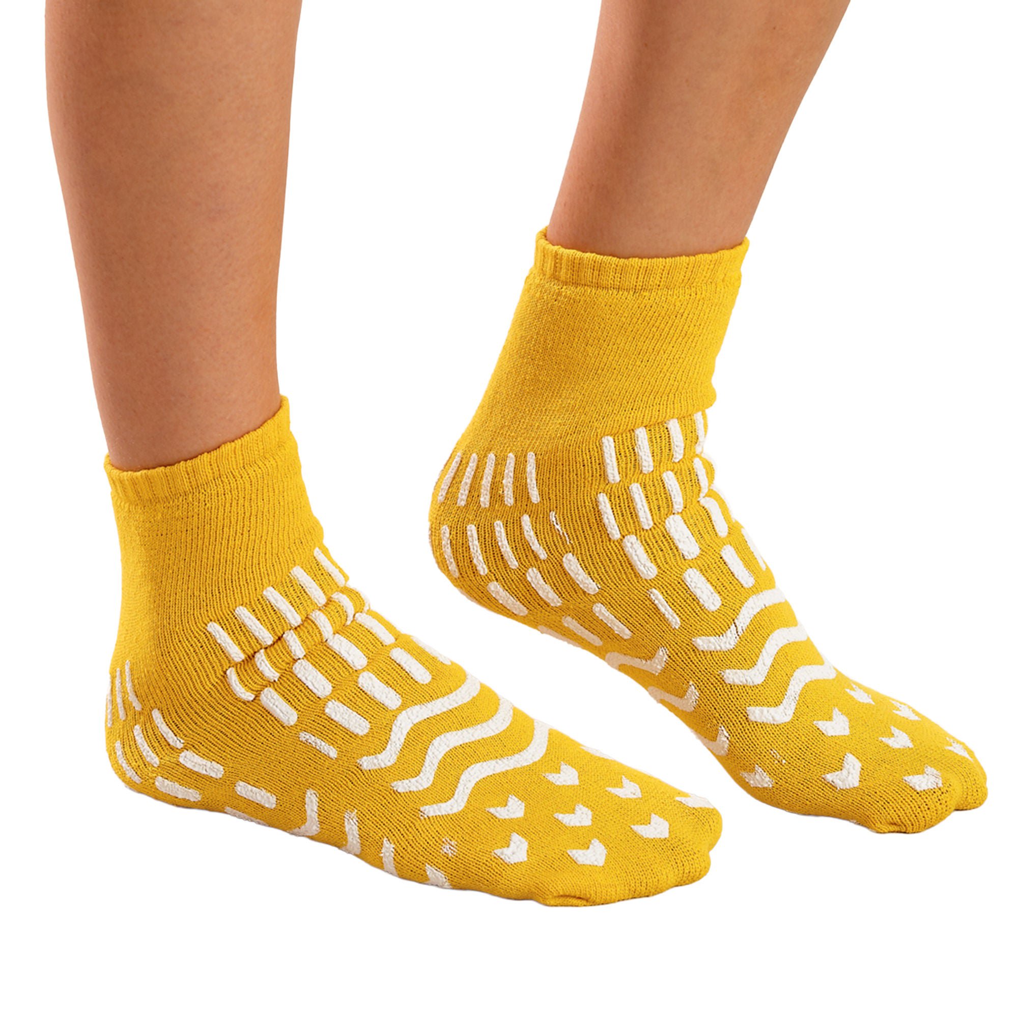 The Pillow Factory Division - 90383 Risk Management Slipper Socks Confetti Treads® Unisex Adult 2X-Large All Around Tread Single Patient Use Yellow