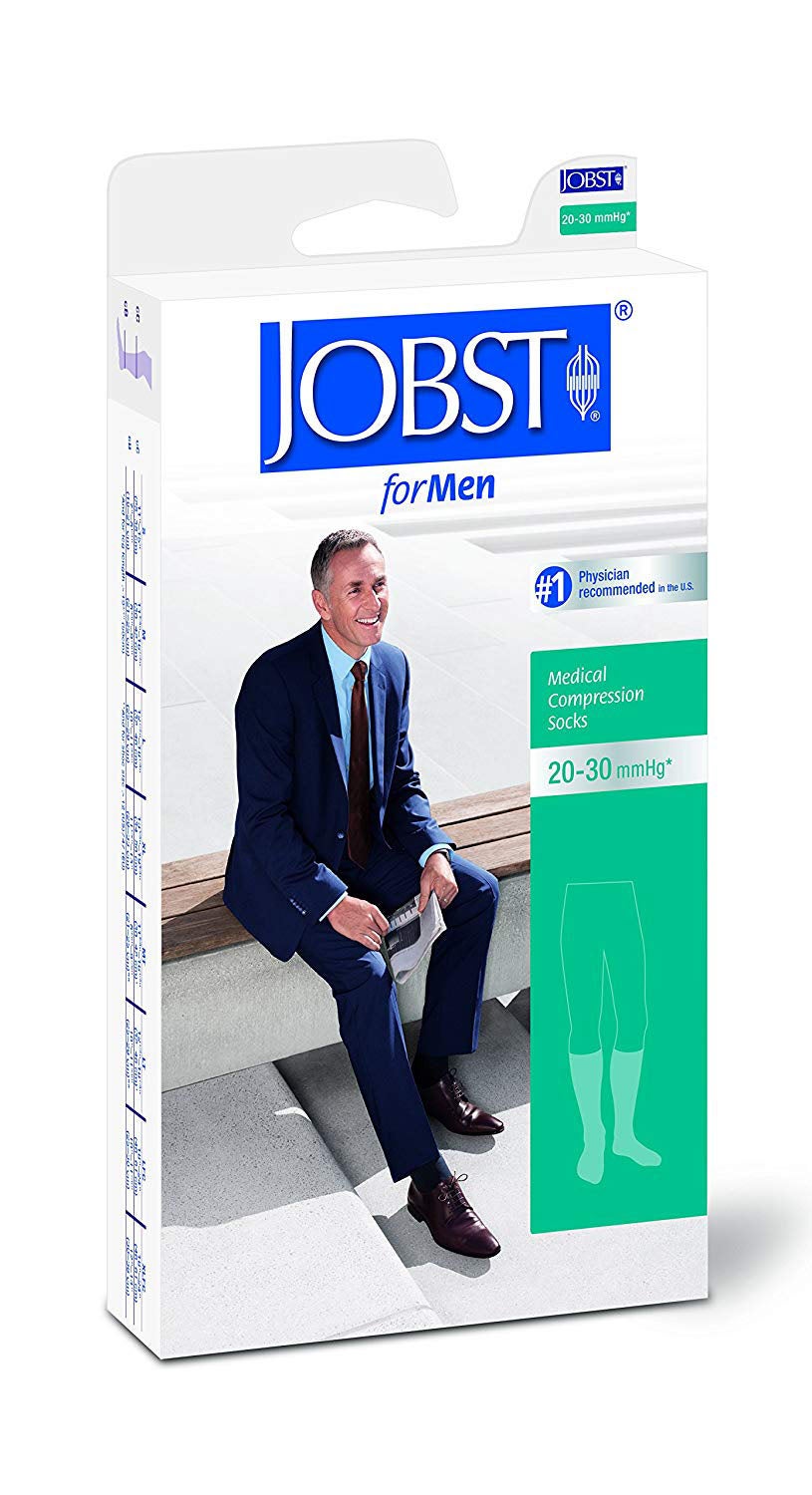 BSN Medical - 113116 Compression Socks Jobst® for Men Casual Knee High Small Black Closed Toe