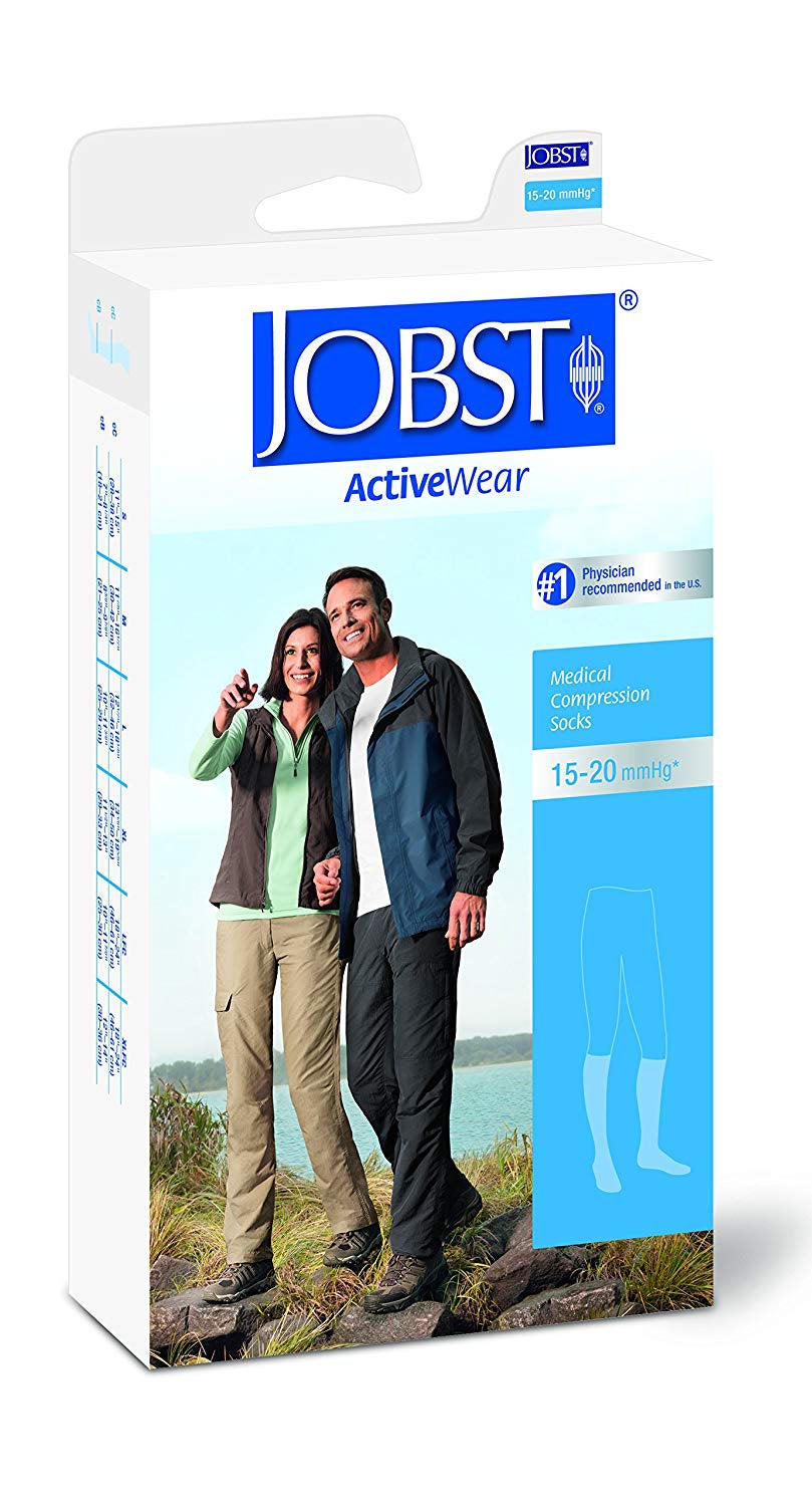 BSN Medical - 110480 Compression Socks Jobst® ActiveWear Knee High Medium Cool White Closed Toe