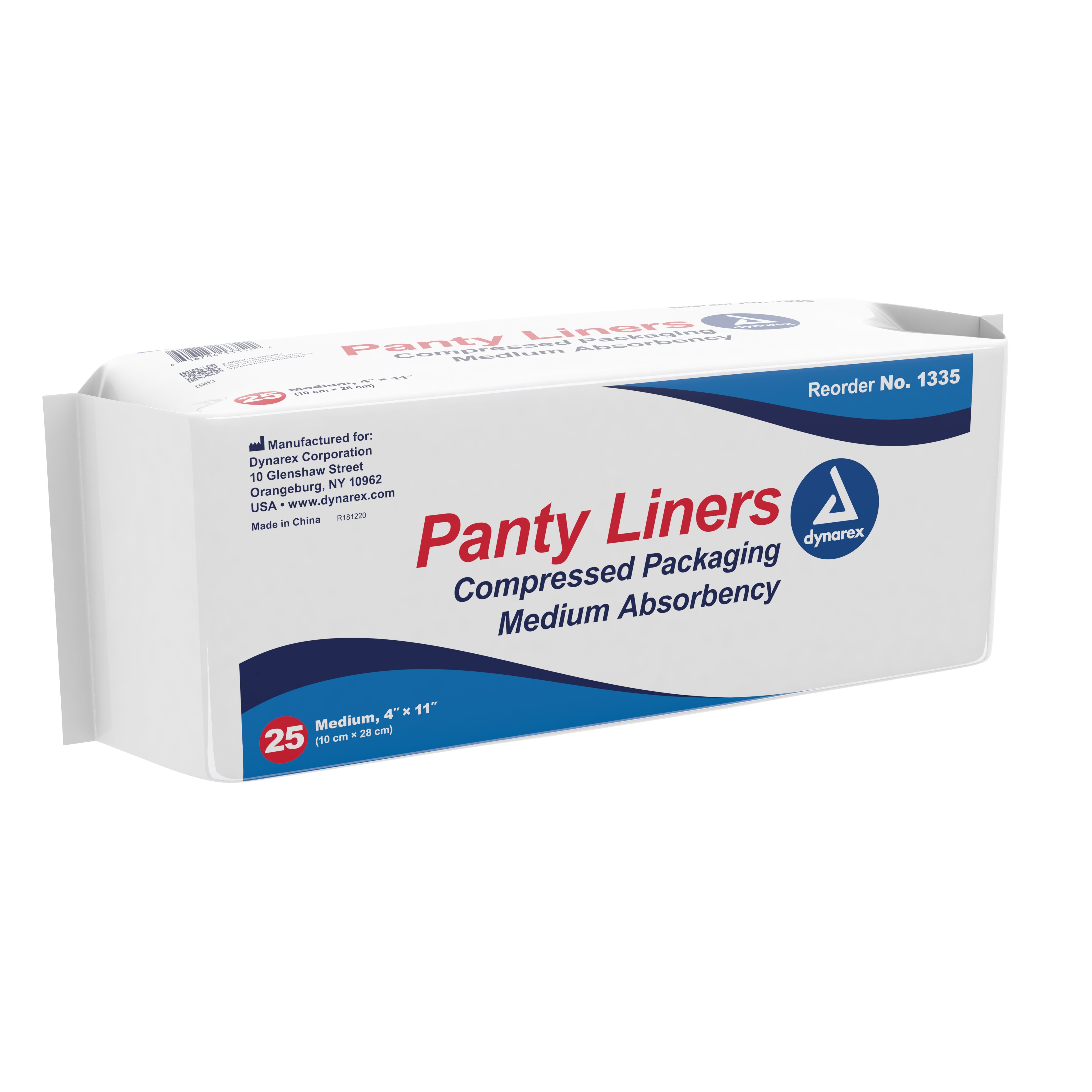 Dynarex 1335 - Dynarex® Medium Absorbency Bladder Control Pad, 4 x 11 Inch - 25/Pack, 250/Case