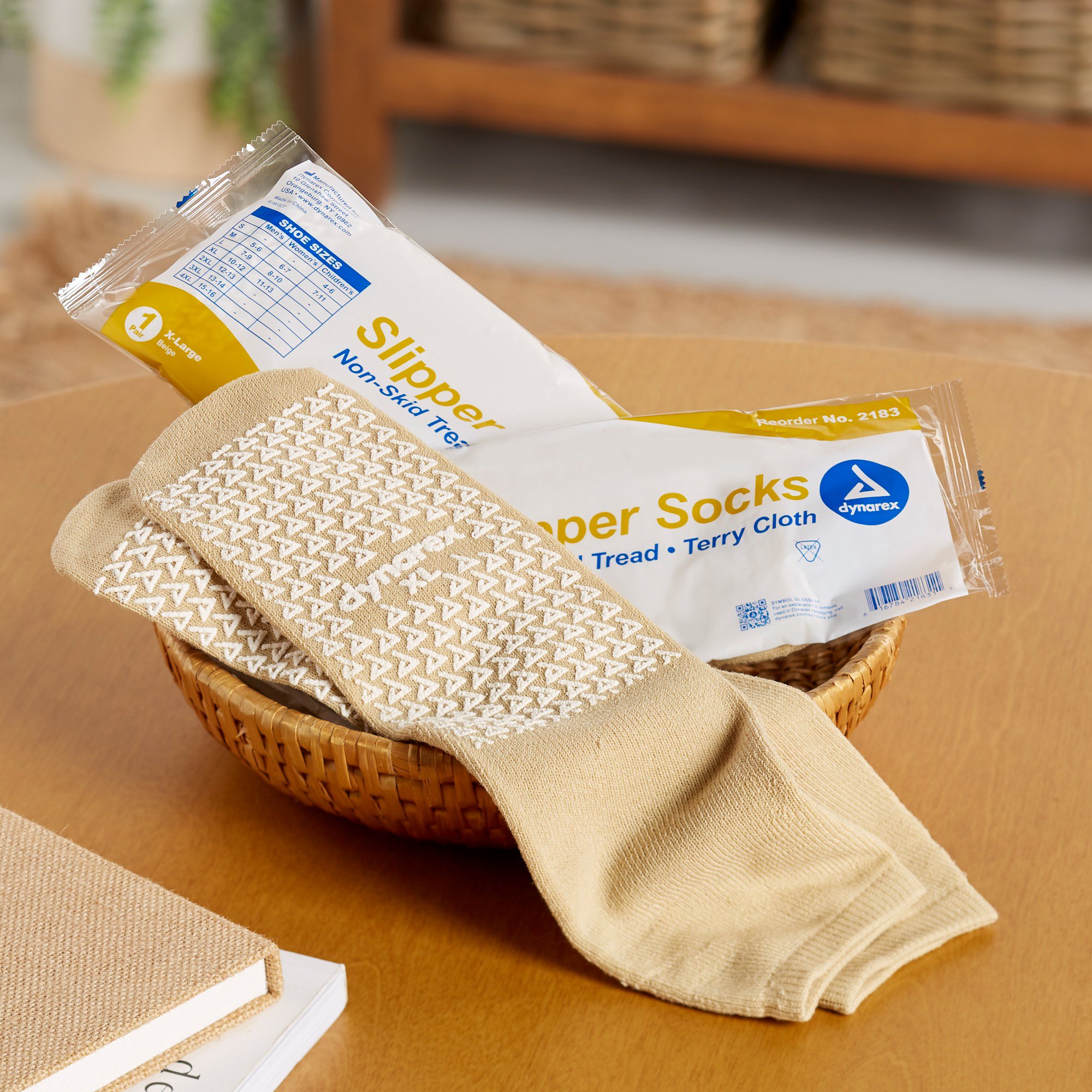 Dynarex 2183 - dynarex® Single Tread Slipper Socks, Extra Large, Beige - 1/Each, 48/Case