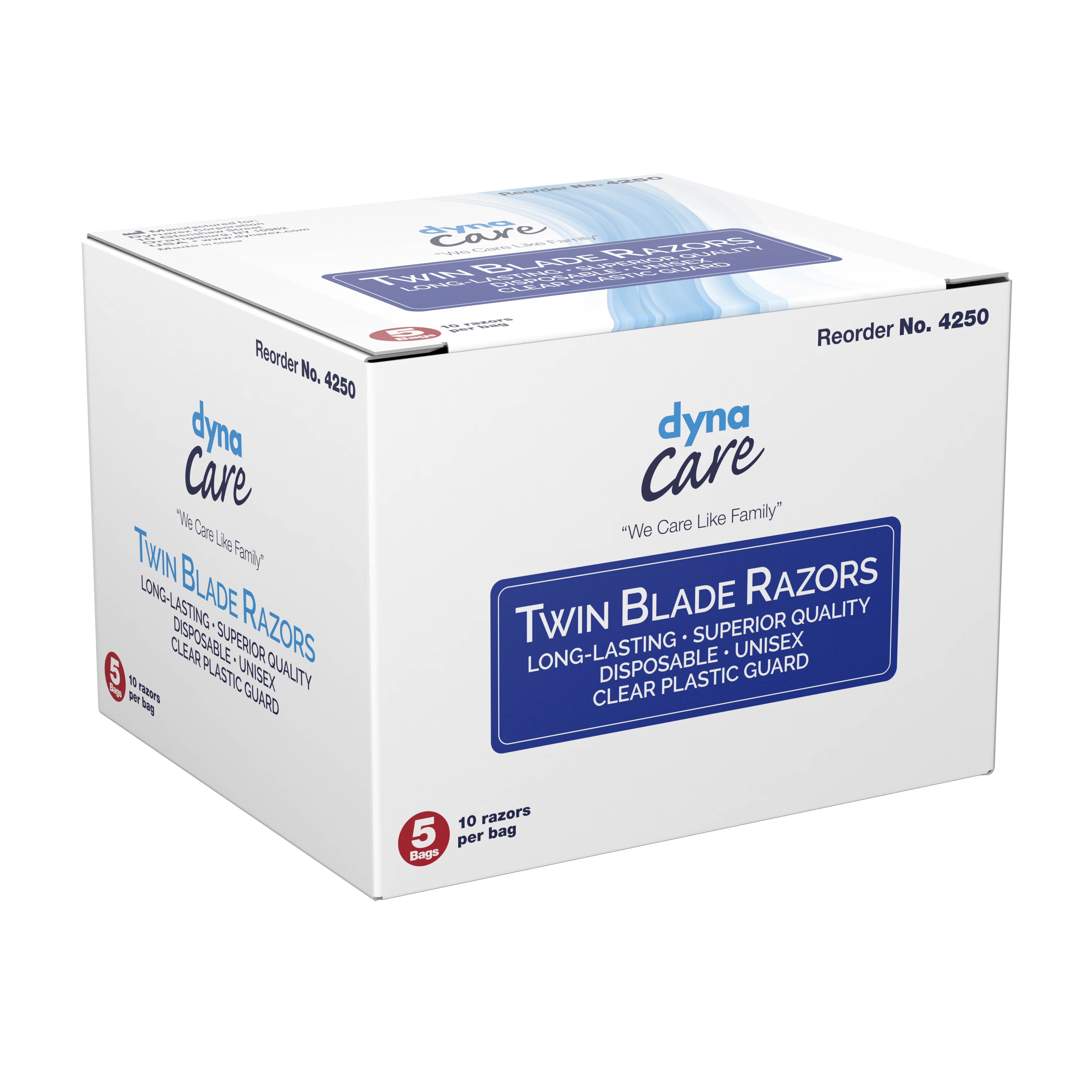 Dynarex 4250 - dynaCare® Twin Blade Disposable Razor - 50/Box, 300/Case