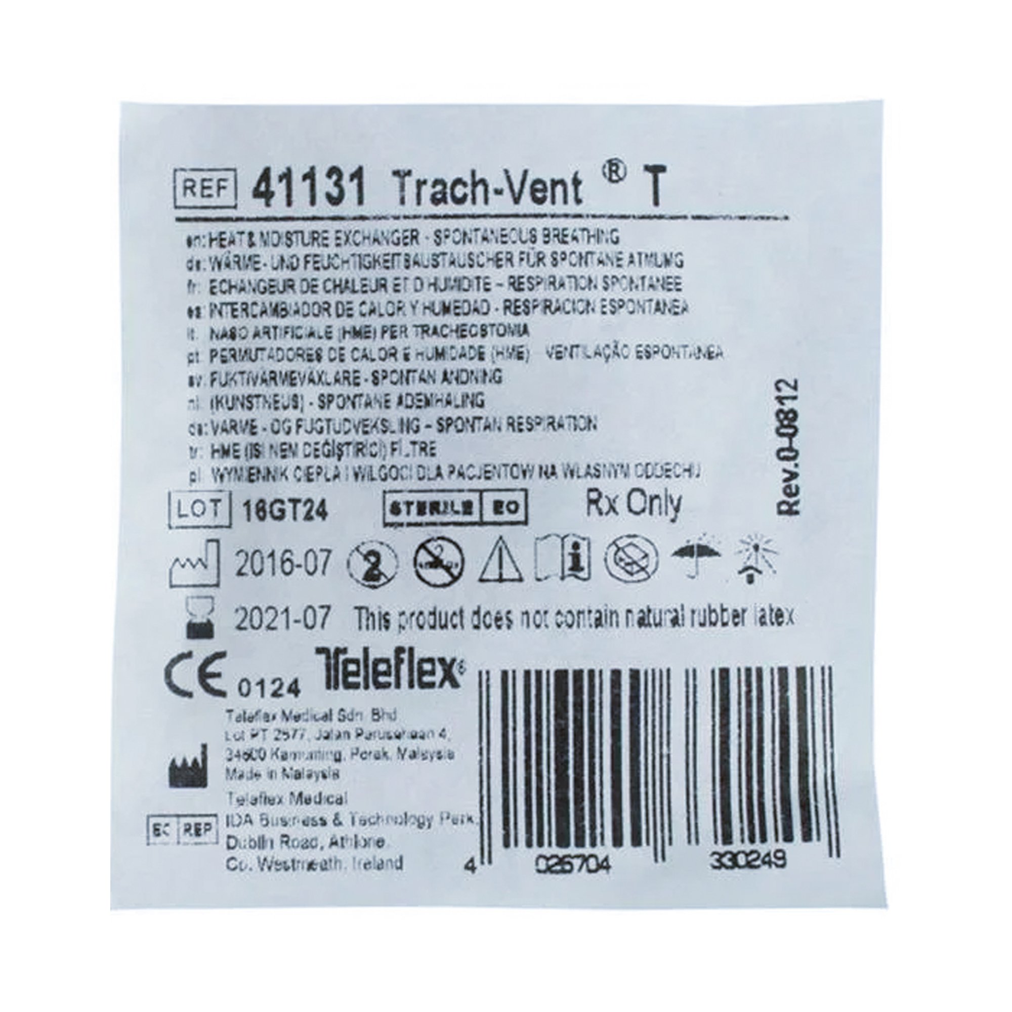 Teleflex LLC 41131 - Trach-Vent Heat and Moisture Exchanger, for use with Trachesotomy Tube - 1/Each, 50/Case