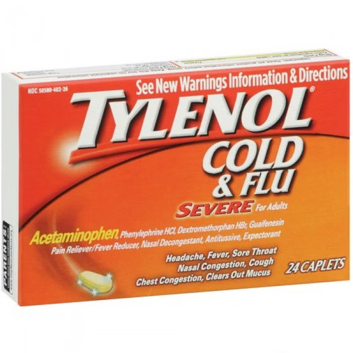 J & J Sales - 50580040226 Tylenol® Cold + Flu Severe Caplets for Adults