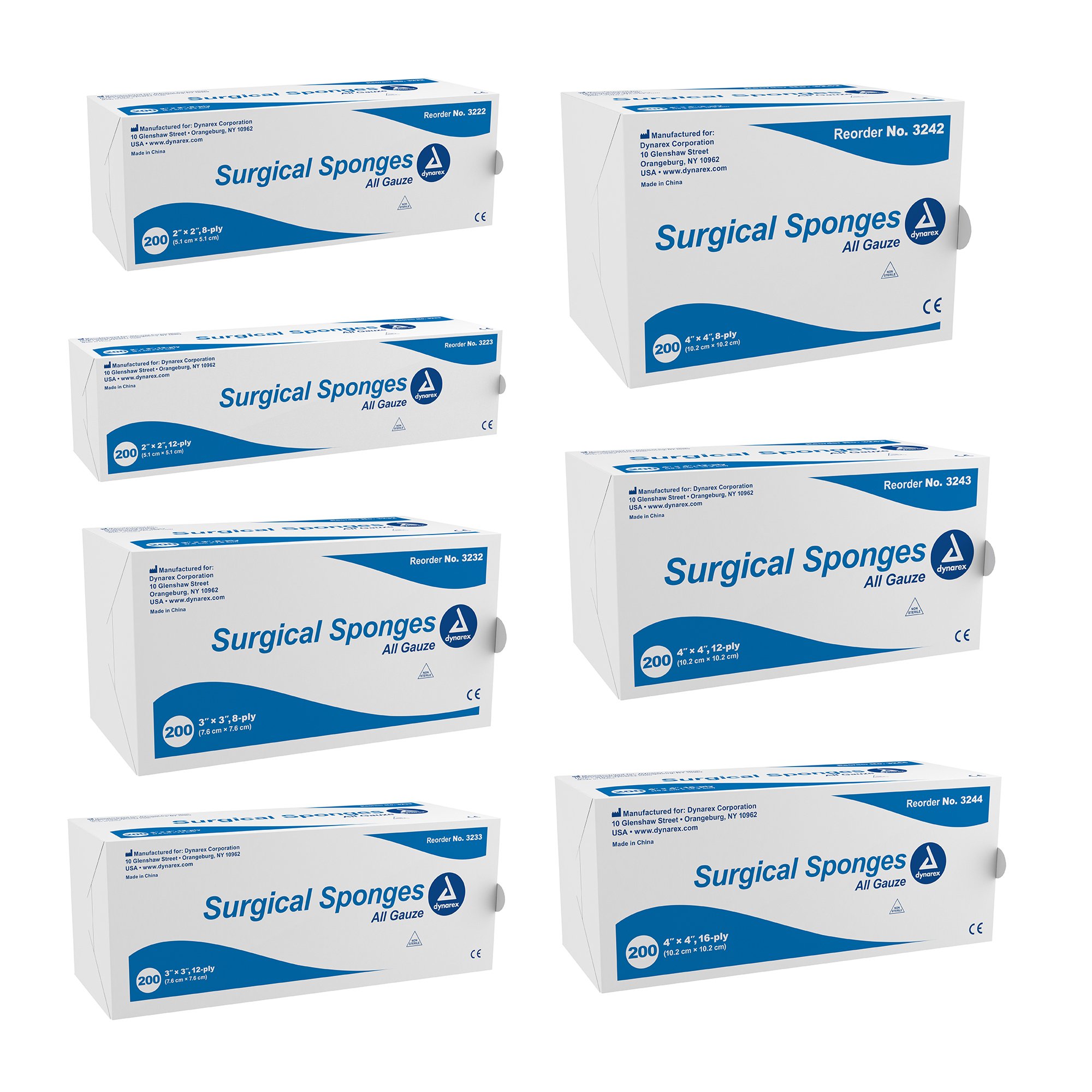 Dynarex 3222 - dynarex® Gauze Sponge, 2 x 2 Inch, 8-Ply - 1/Box, 25/Case