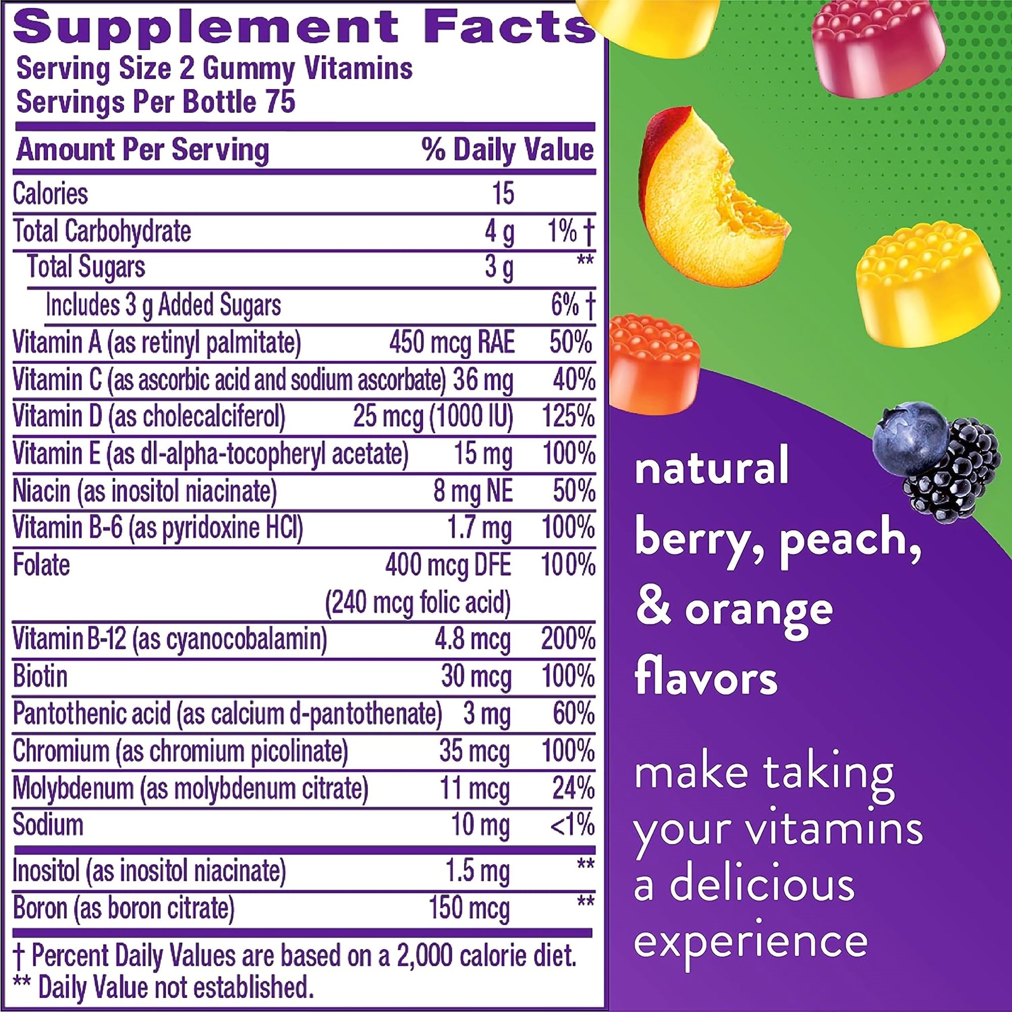 Northwest Natural Products 02791701919 - vitafusion® MultiVites® Gummies, Berry, Peach and Orange Flavors - 1/Bottle