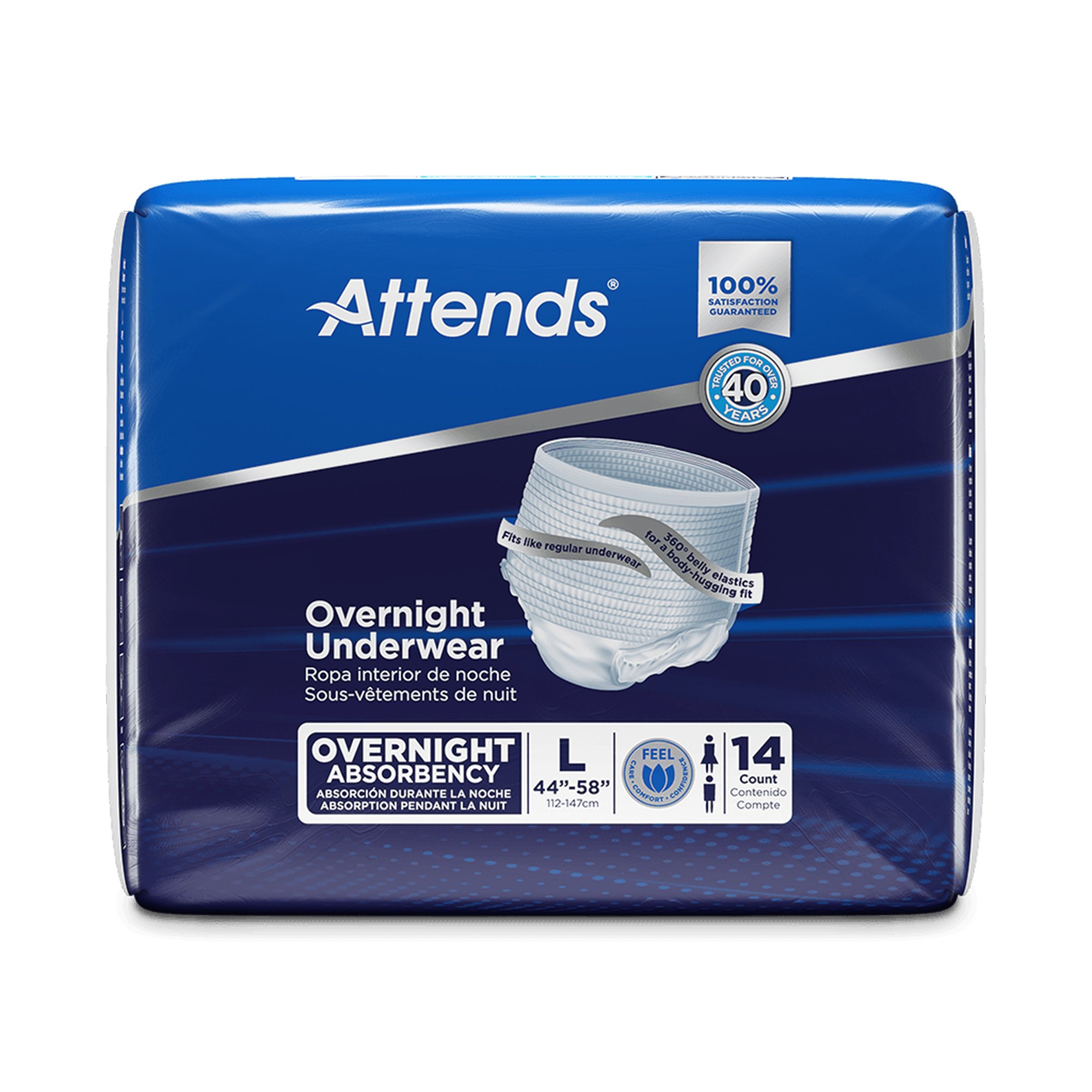 Attends Healthcare Products APPNT30 - Attends® Overnight Underwear with Extended Wear Protection, Large - 14/Bag, 56/Case