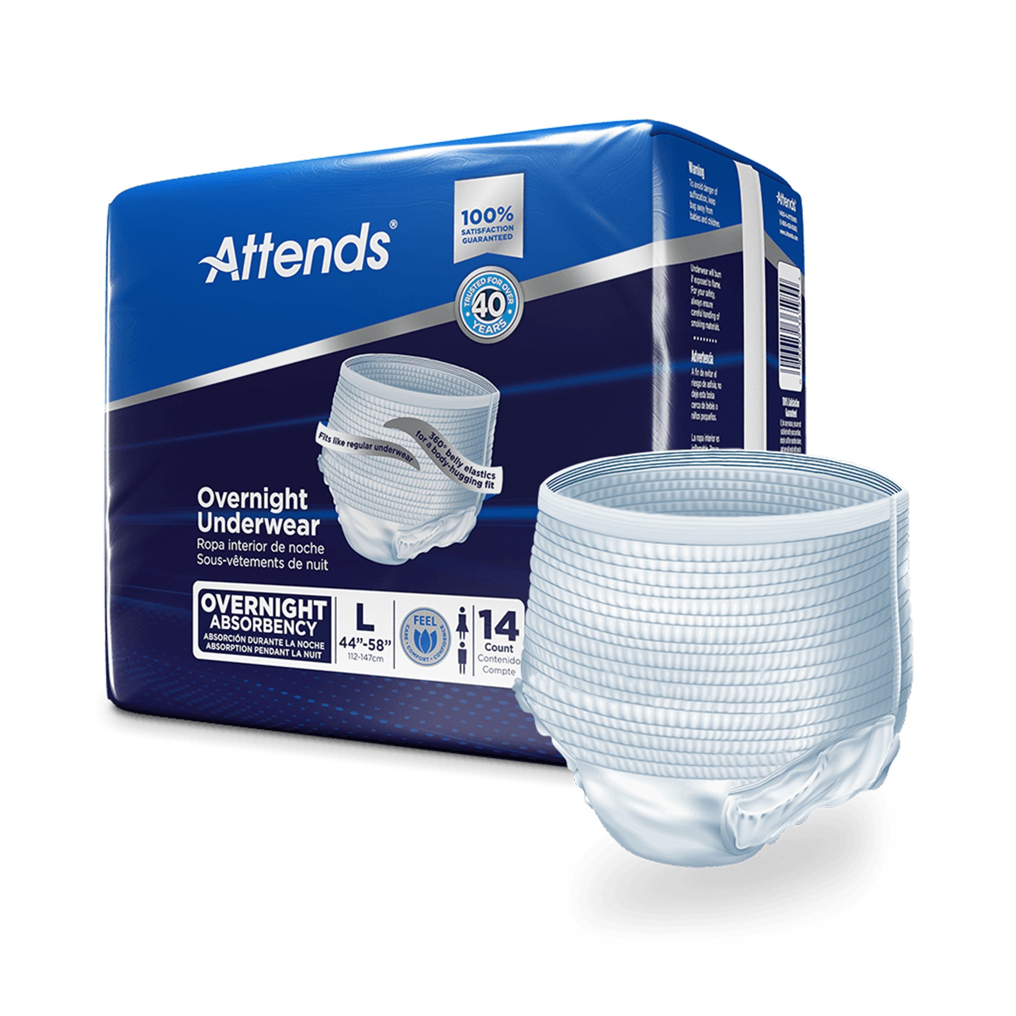Attends Healthcare Products APPNT30 - Attends® Overnight Underwear with Extended Wear Protection, Large - 14/Bag, 56/Case