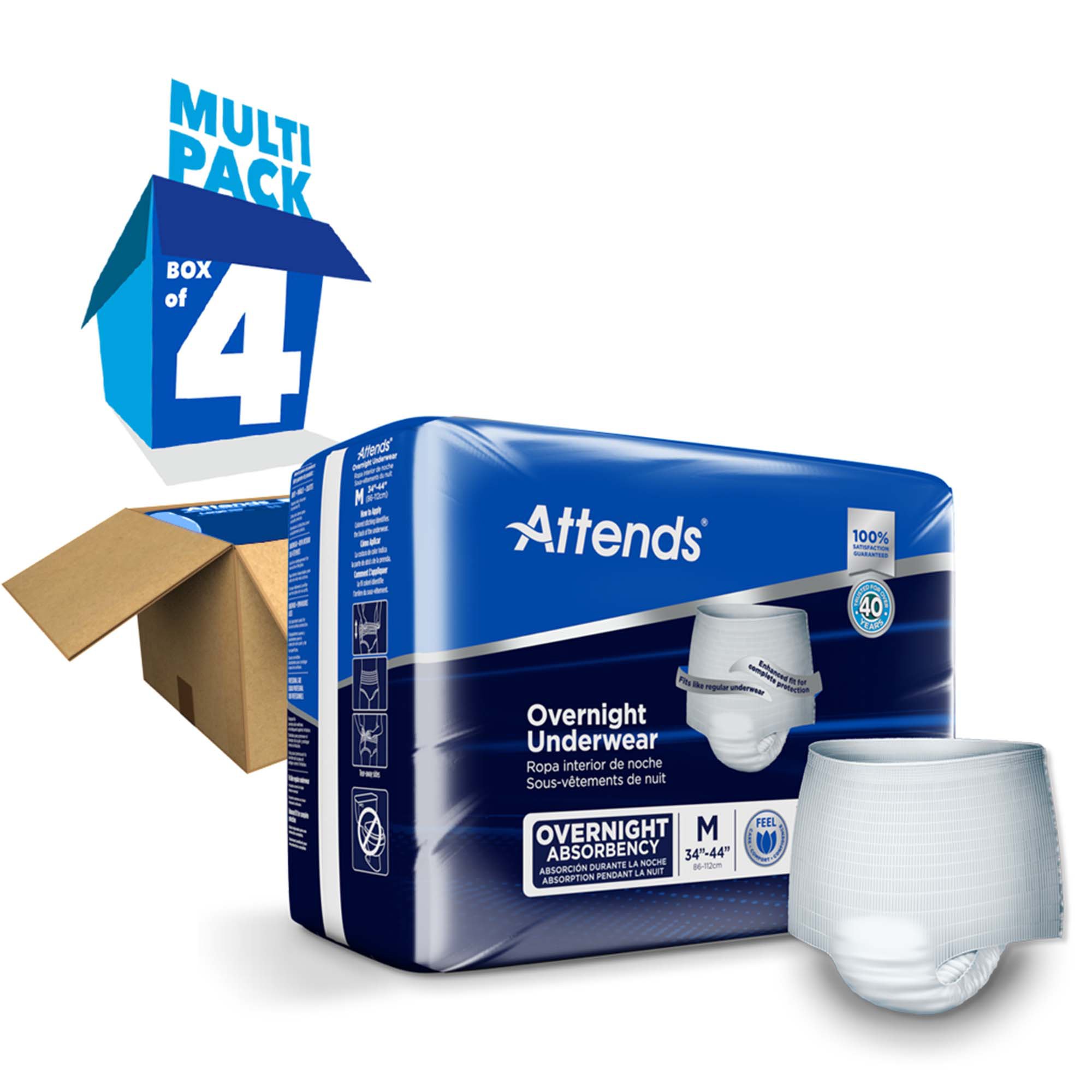 Attends Healthcare Products APPNT20 - Attends® Overnight Underwear with Extended Wear Protection, Medium - 16/Bag, 64/Case