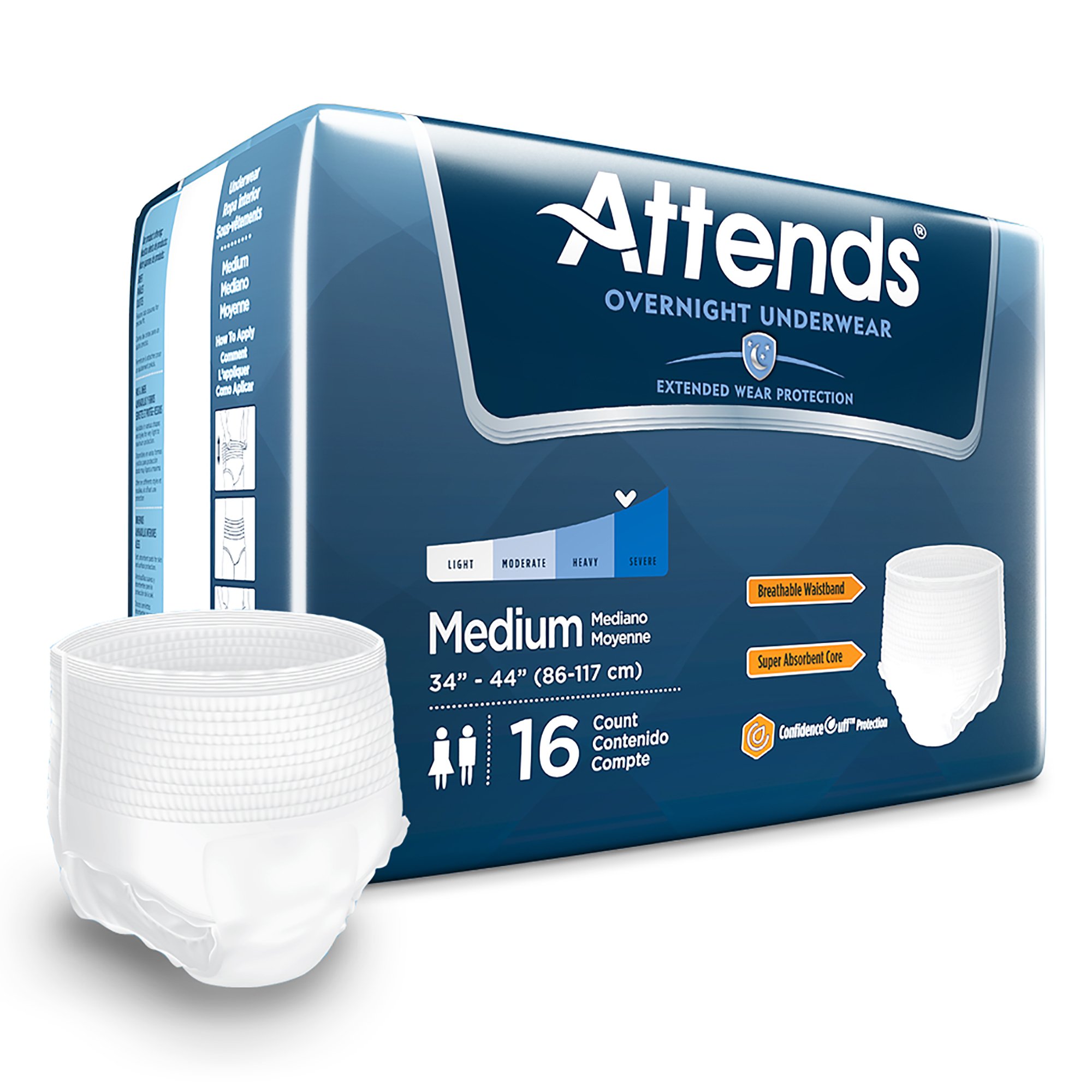Attends Healthcare Products APPNT20 - Attends® Overnight Underwear with Extended Wear Protection, Medium - 16/Bag, 64/Case