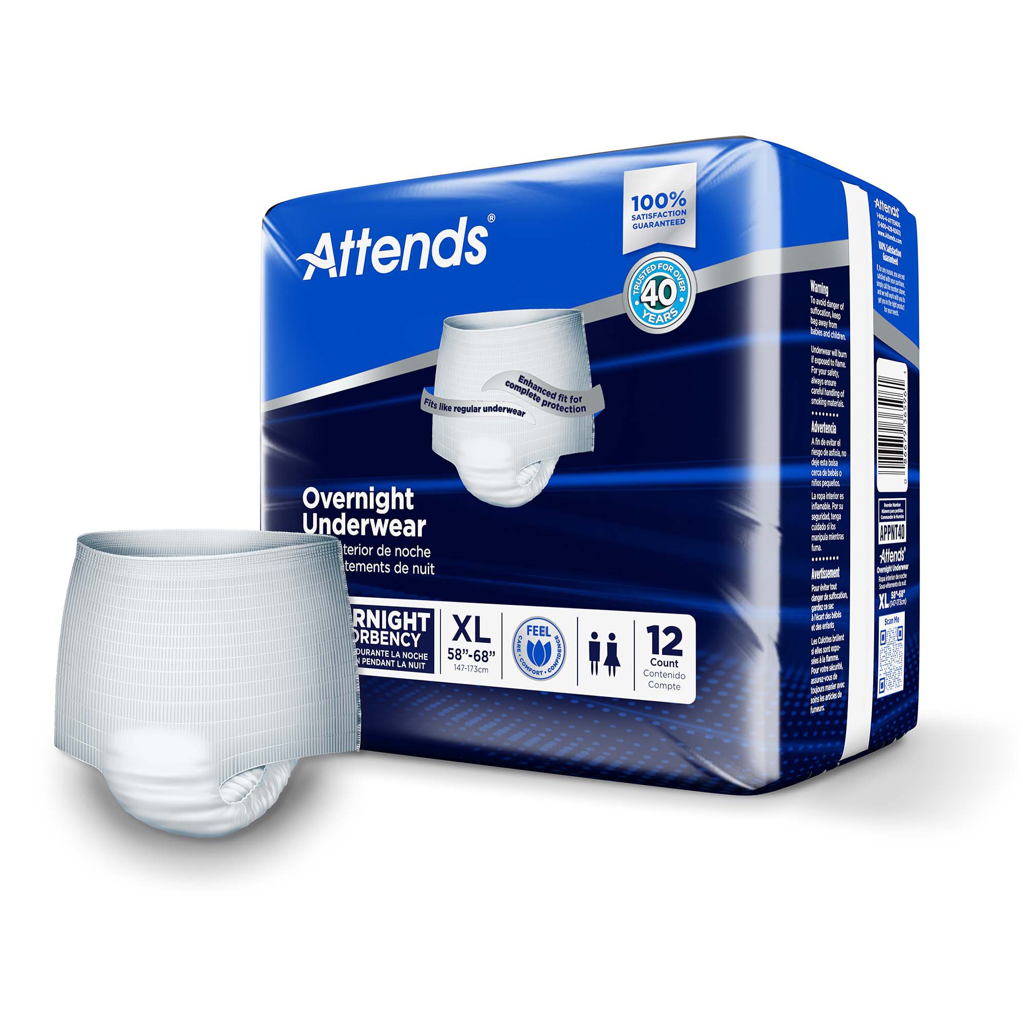 Attends Healthcare Products - APPNT40 Attends® Overnight Underwear with Extended Wear Protection