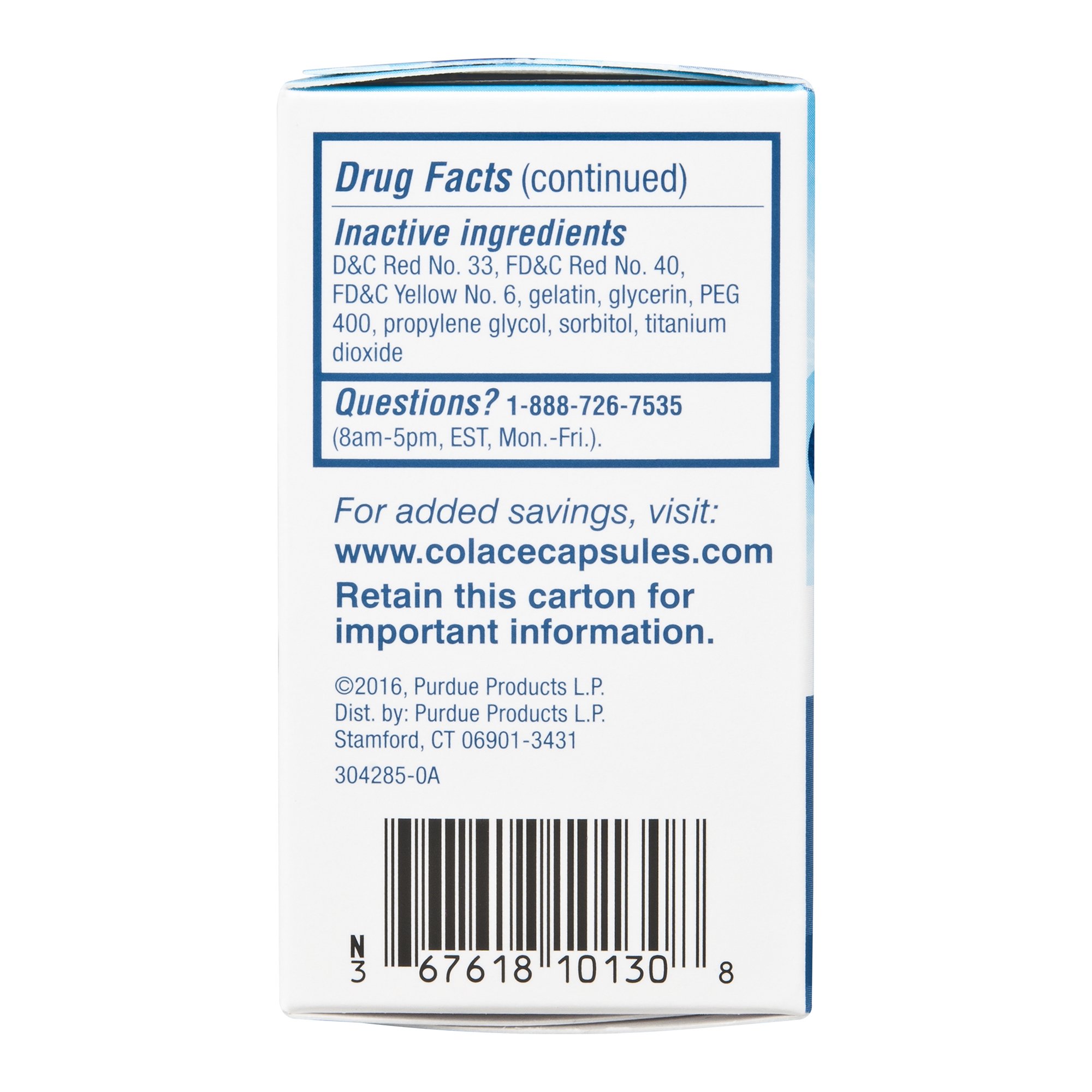 Purdue Pharma - 67618010130 Colace® Docusate Sodium Stool Softener