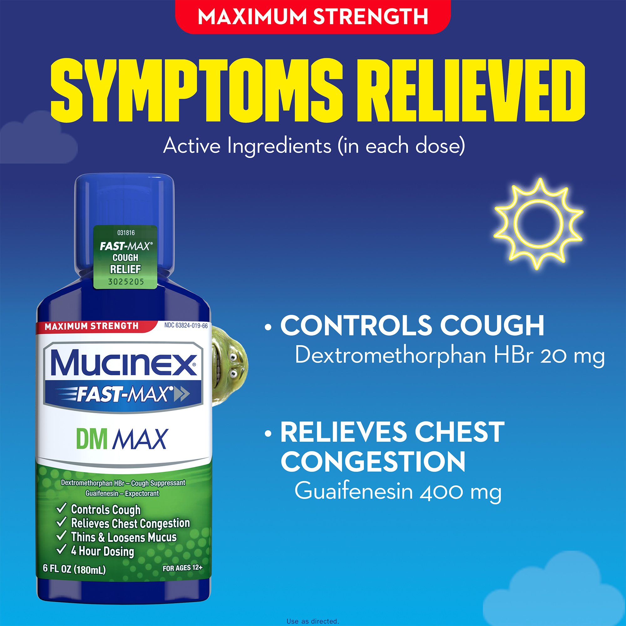 Reckitt Benckiser - 63824001966 Mucinex® Fast-Max™ DM Max Guaifenesin / Dextromethorphan Cold and Cough Relief