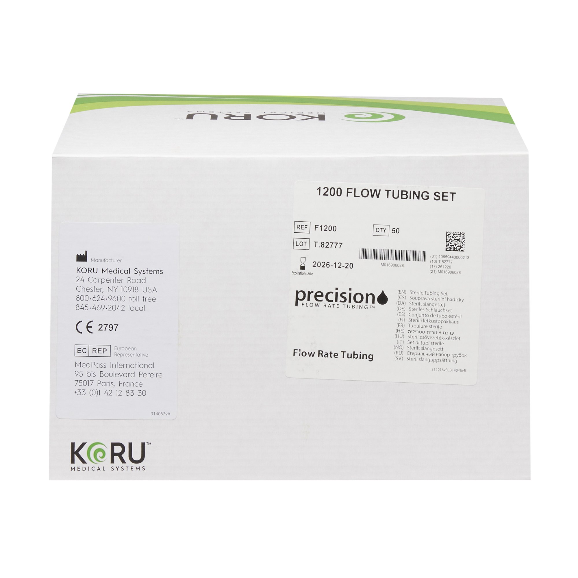 KORU Medical Systems F1200 - Precision Flow Rate Tubing™ Set - 1/Each, 50/Case