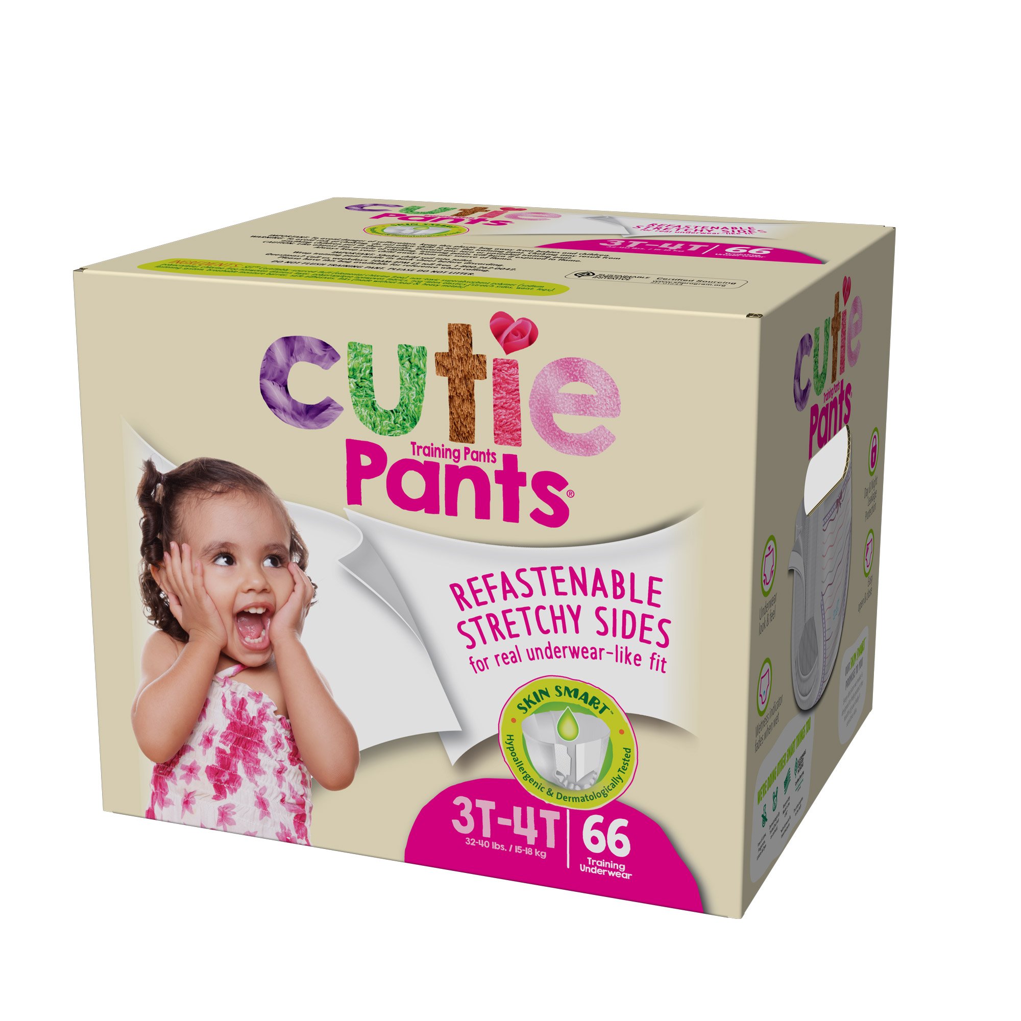First Quality Products LLC CR8008 - Cutie Pants® Toddler Training Pants, Pink Princess Print, 3T – 4T, 32 – 40 lbs. - 23/Bag, 92/Case