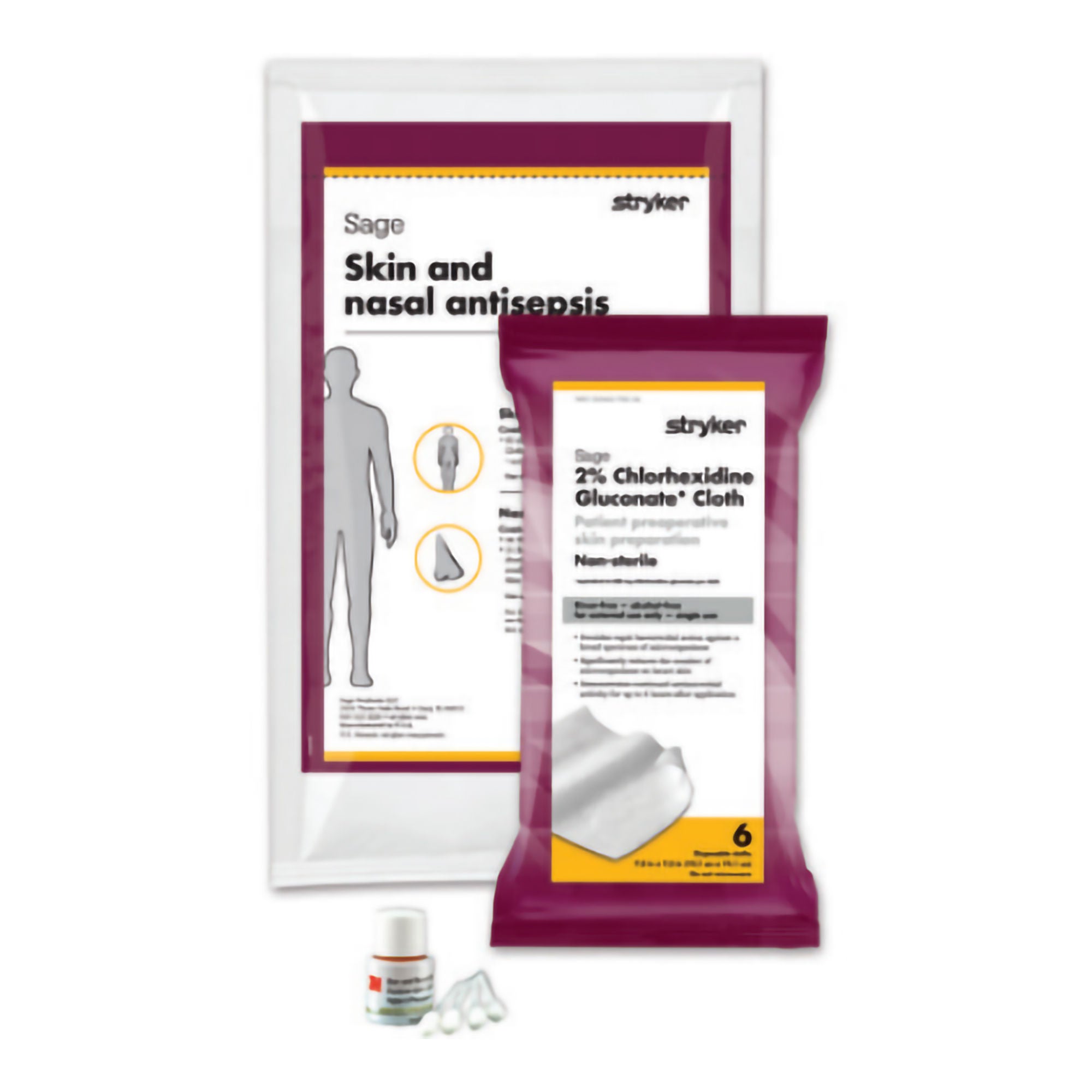 Sage Products - 9012 Skin and Nasal Prep Kit Sage Nose To Toes™ Soft Pack 2% / 5% Strength CHG (Chlorhexidine Gluconate) / Povidone-Iodine NonSterile