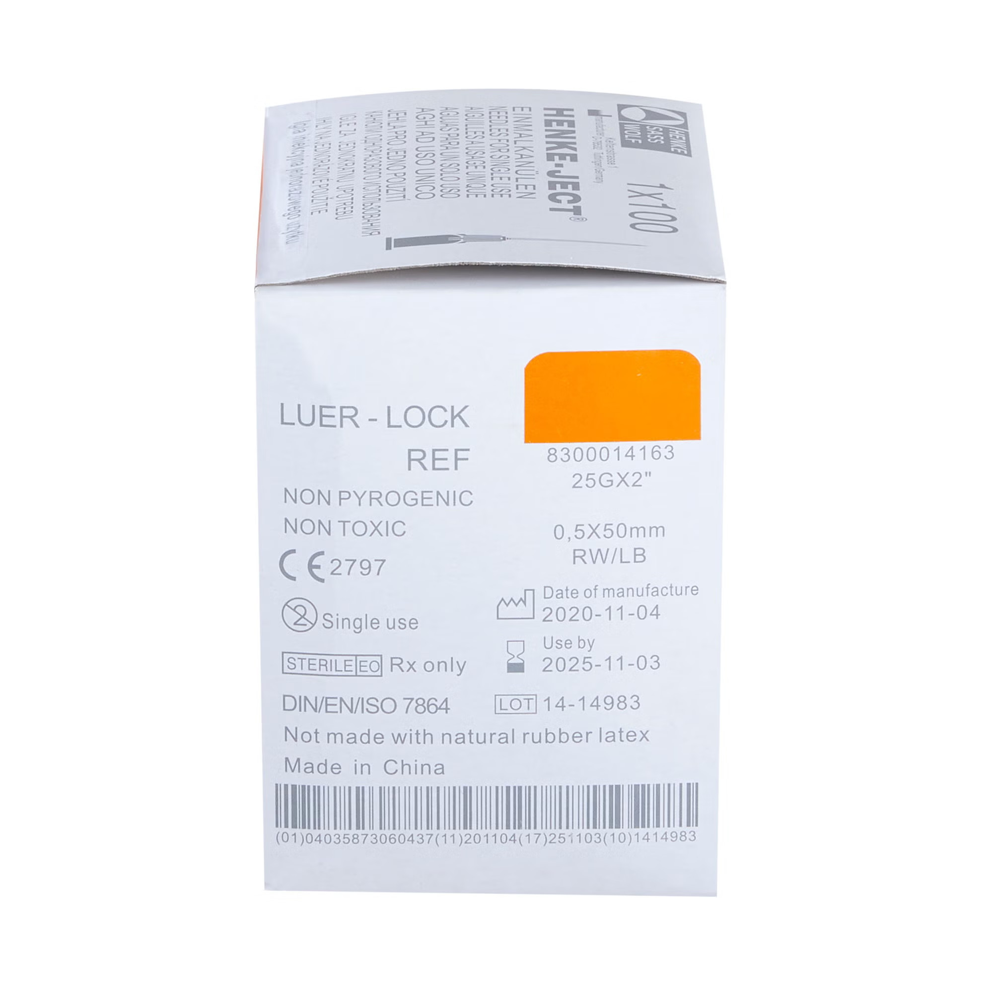 AirTite Products - NH252 Hypodermic Needle HSW Fine-Ject® 2 Inch Length 25 Gauge Thin Wall Without Safety