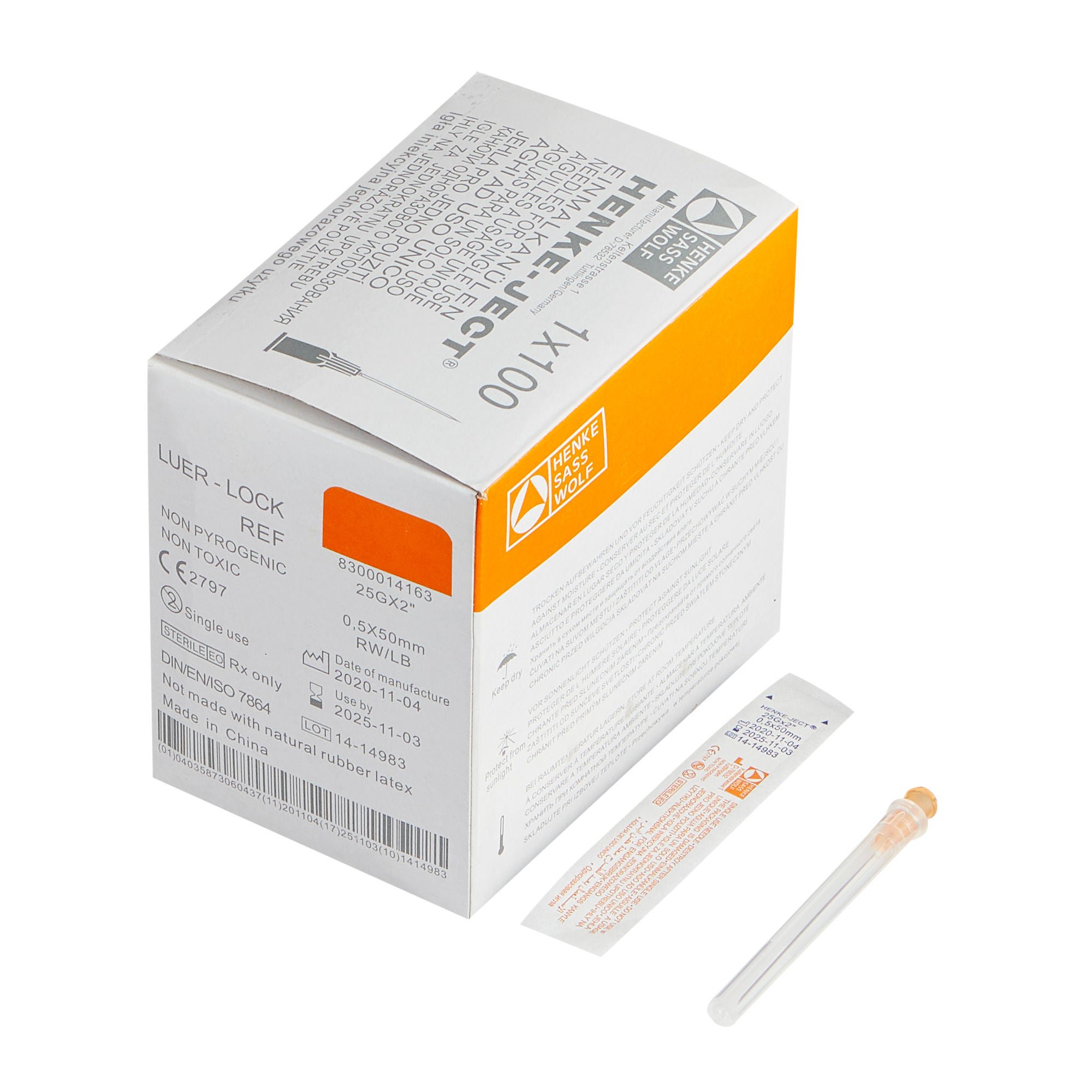 AirTite Products - NH252 Hypodermic Needle HSW Fine-Ject® 2 Inch Length 25 Gauge Thin Wall Without Safety