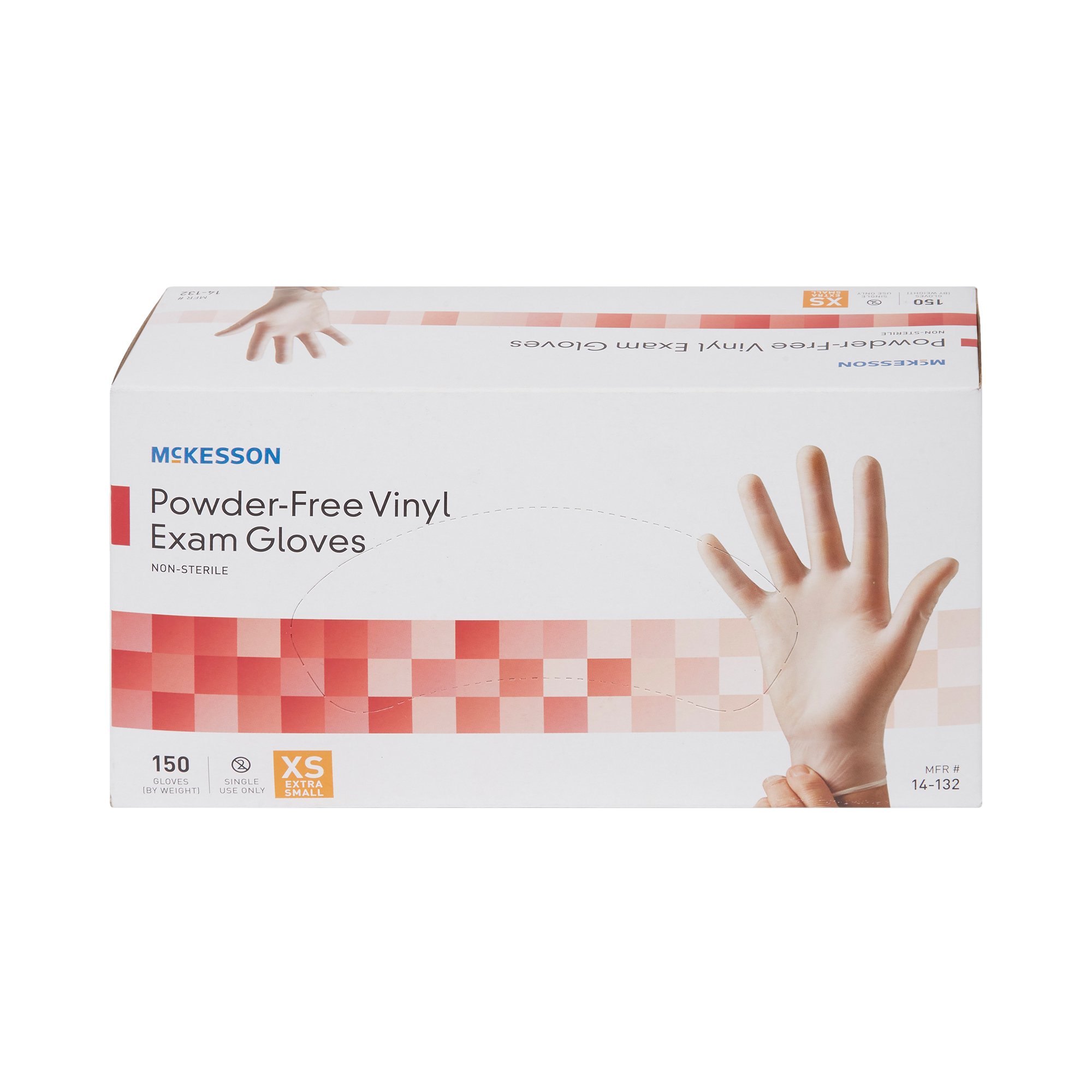 McKesson Brand 14-132 - McKesson Vinyl Exam Glove, Extra Small, Clear - 150/Box, 1500/Case