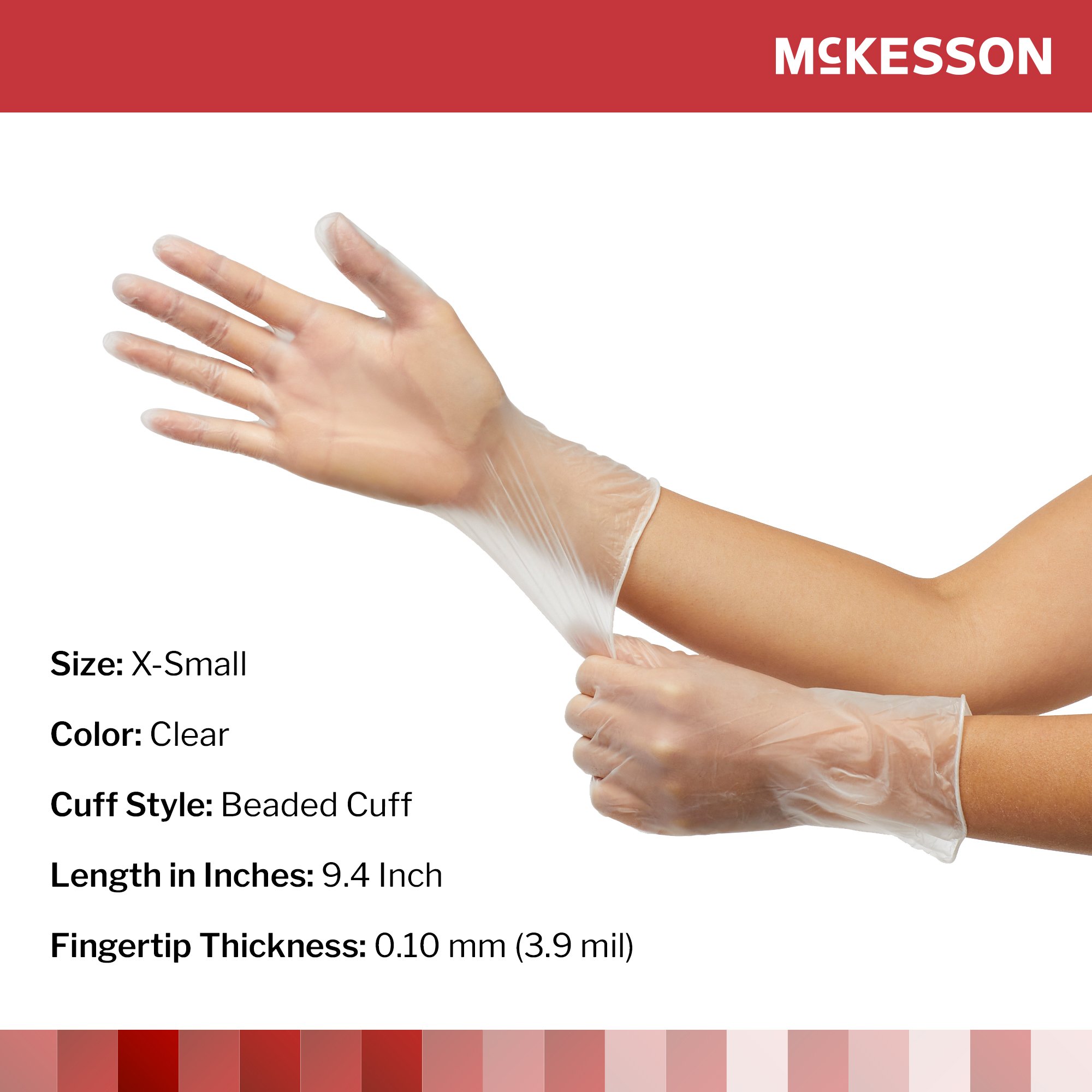 McKesson Brand 14-132 - McKesson Vinyl Exam Glove, Extra Small, Clear - 150/Box, 1500/Case