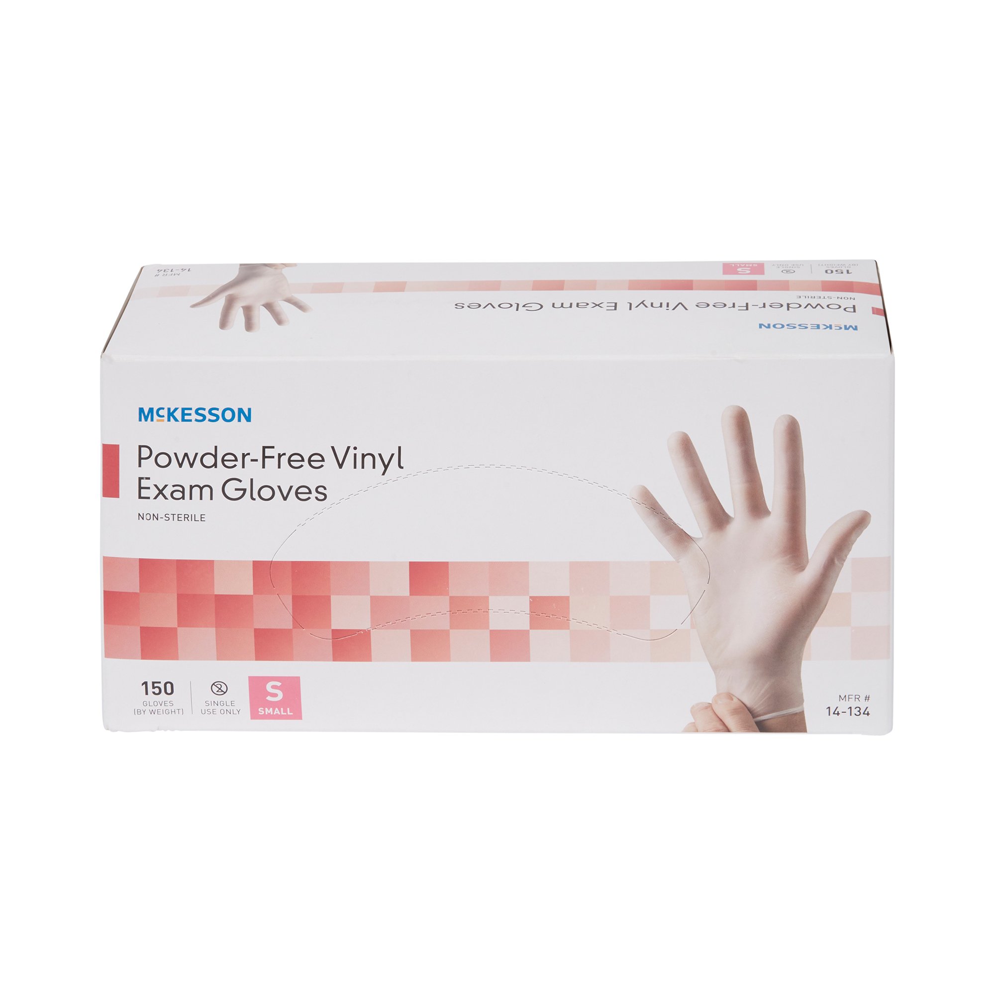 McKesson Brand 14-134 - McKesson Vinyl Exam Glove, Small, Clear - 150/Box, 1500/Case