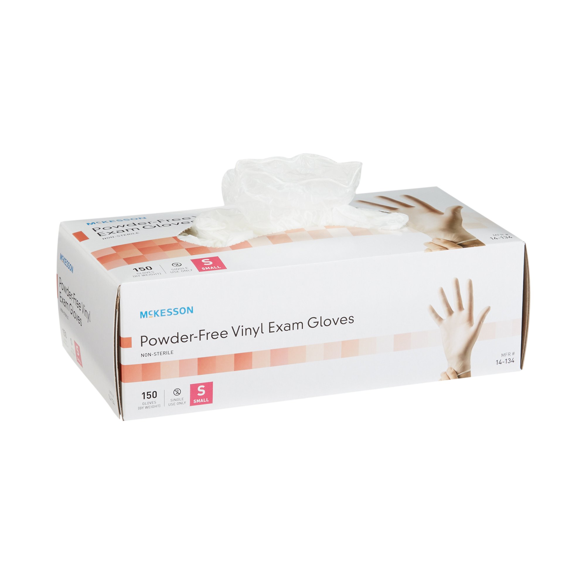 McKesson Brand 14-134 - McKesson Vinyl Exam Glove, Small, Clear - 150/Box, 1500/Case