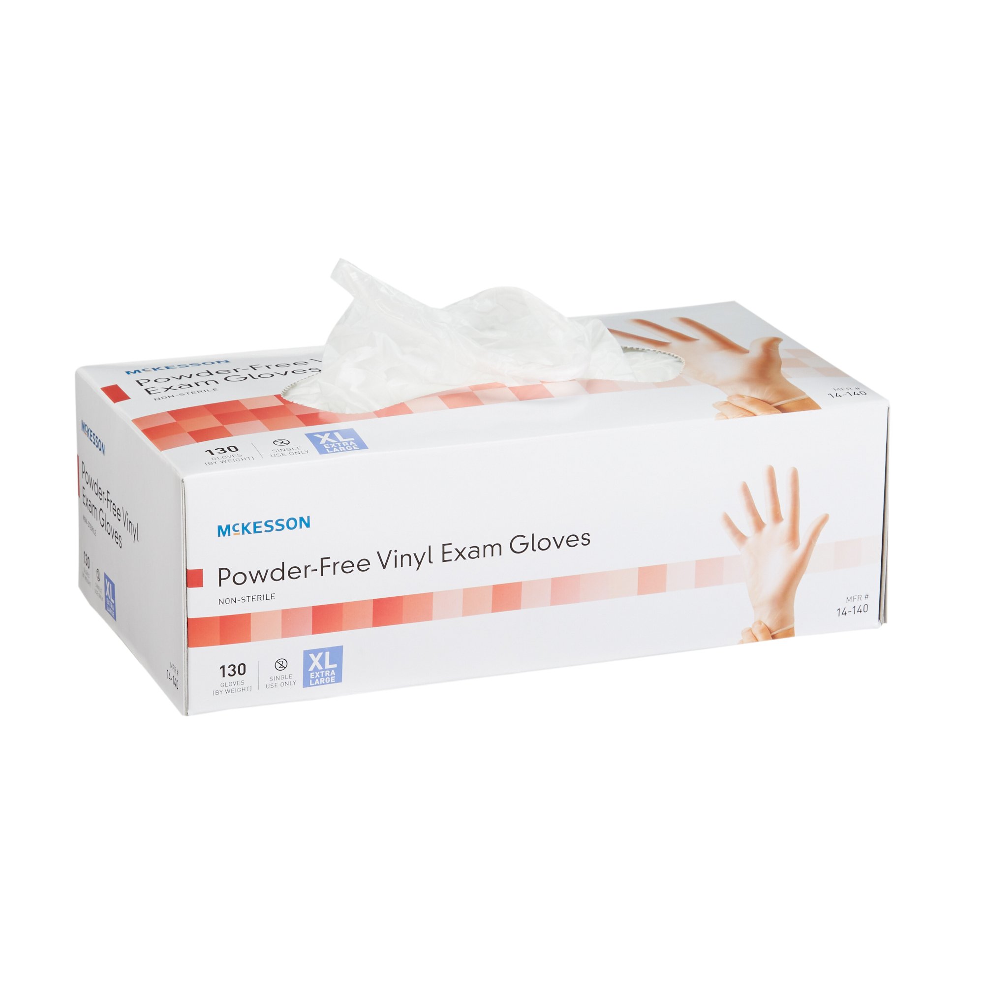 McKesson Brand 14-140 - McKesson Vinyl Exam Glove, Extra Large, Clear - 130/Box, 1300/Case