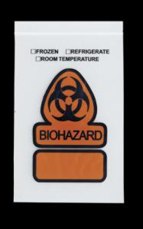 Fisher Anatomical - 23700236 Specimen Transport Bag RD Plastics 4 X 6 Inch Zip Closure Biohazard Symbol / Storage Instructions NonSterile