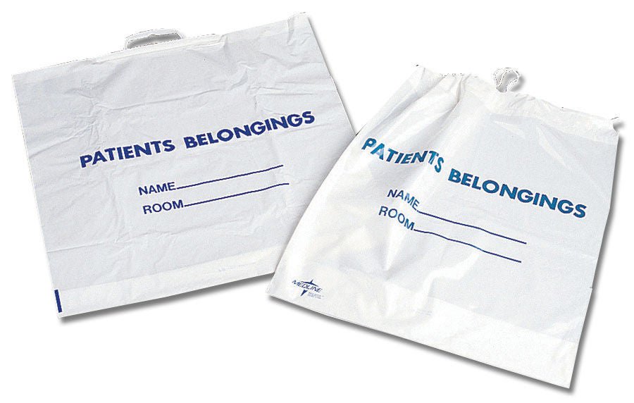 Medline - NON026320 Patient Belongings Bag Medline 18 X 20 Inch Plastic Snap Closure White