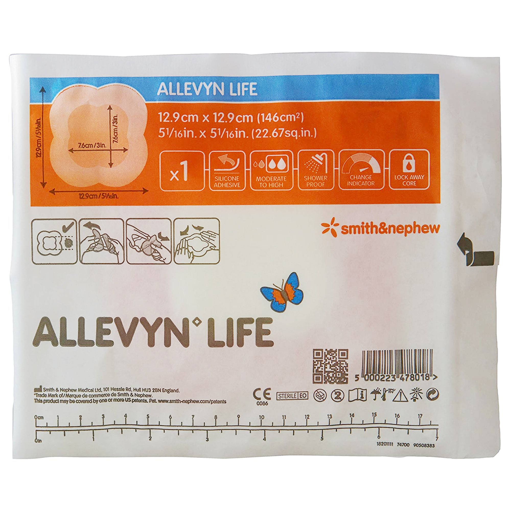Smith & Nephew - 66801068 Allevyn Life Silicone Adhesive with Border Silicone Foam Dressing
