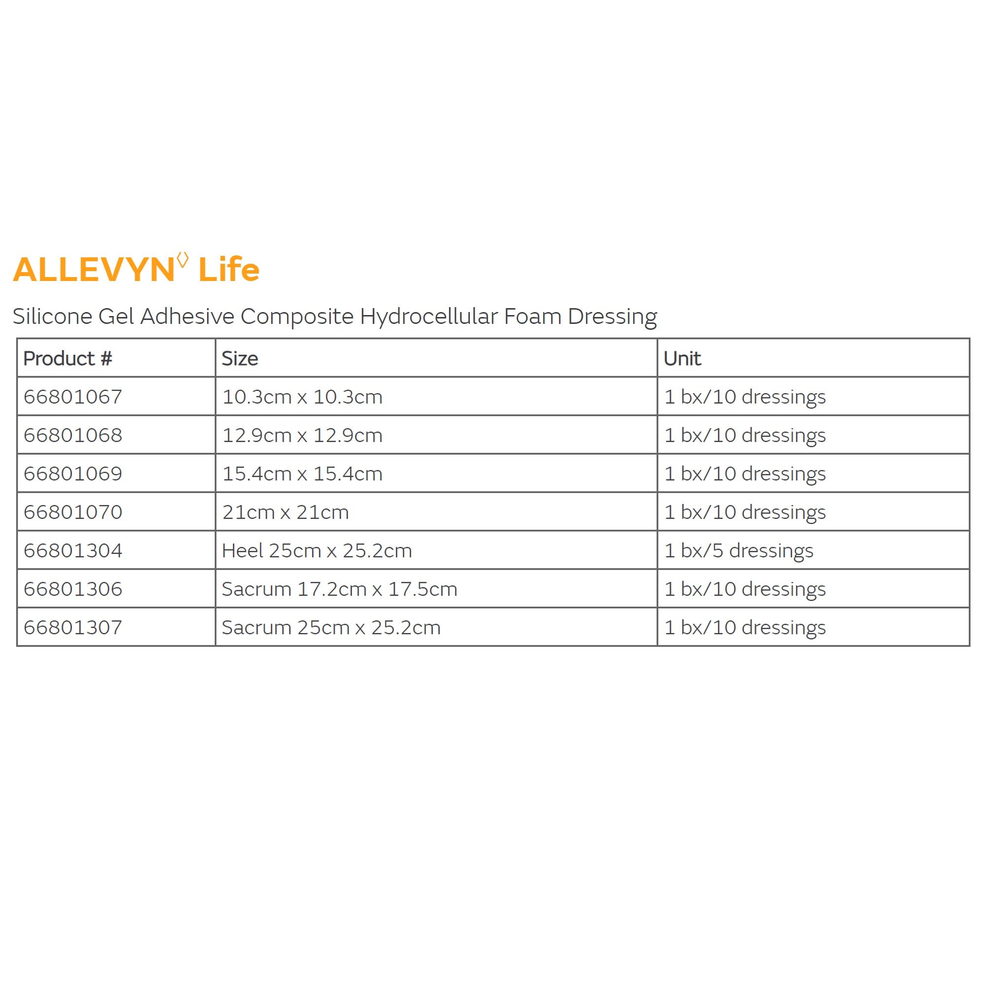 Smith & Nephew 66801070 - Allevyn™ Life Silicone Adhesive with Border Silicone Foam Dressing, 21 x 21 cm - 1/Each, 10/Box, 40/Case